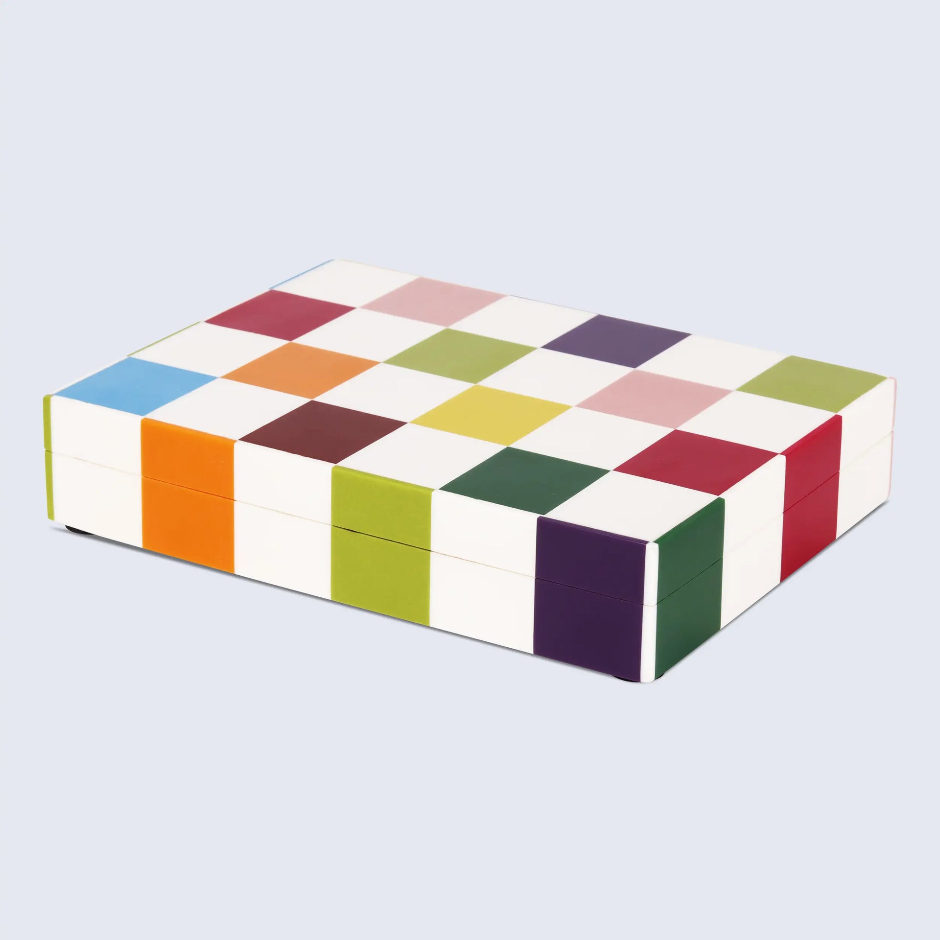 Medley Jester Pattern Decorative Storage Box, Resin Inlay in 7 Sizes, Multicolor