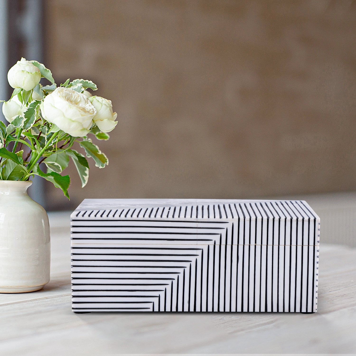 Handicrafts Home Decorative Storage Box - Illusion Strip- Black White