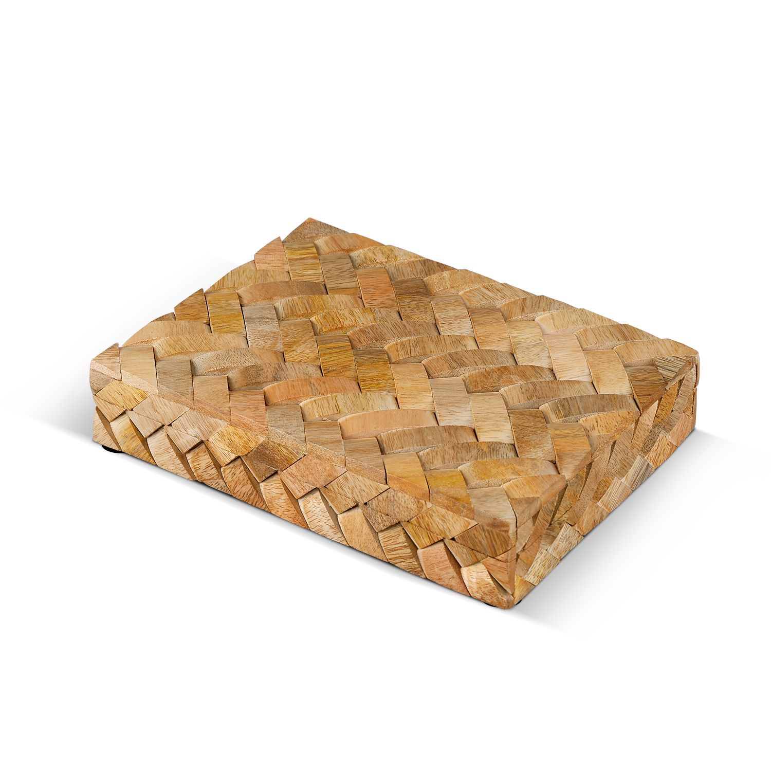 Braid Pattern Decorative Storage Box, Resin Inlay,  Brown