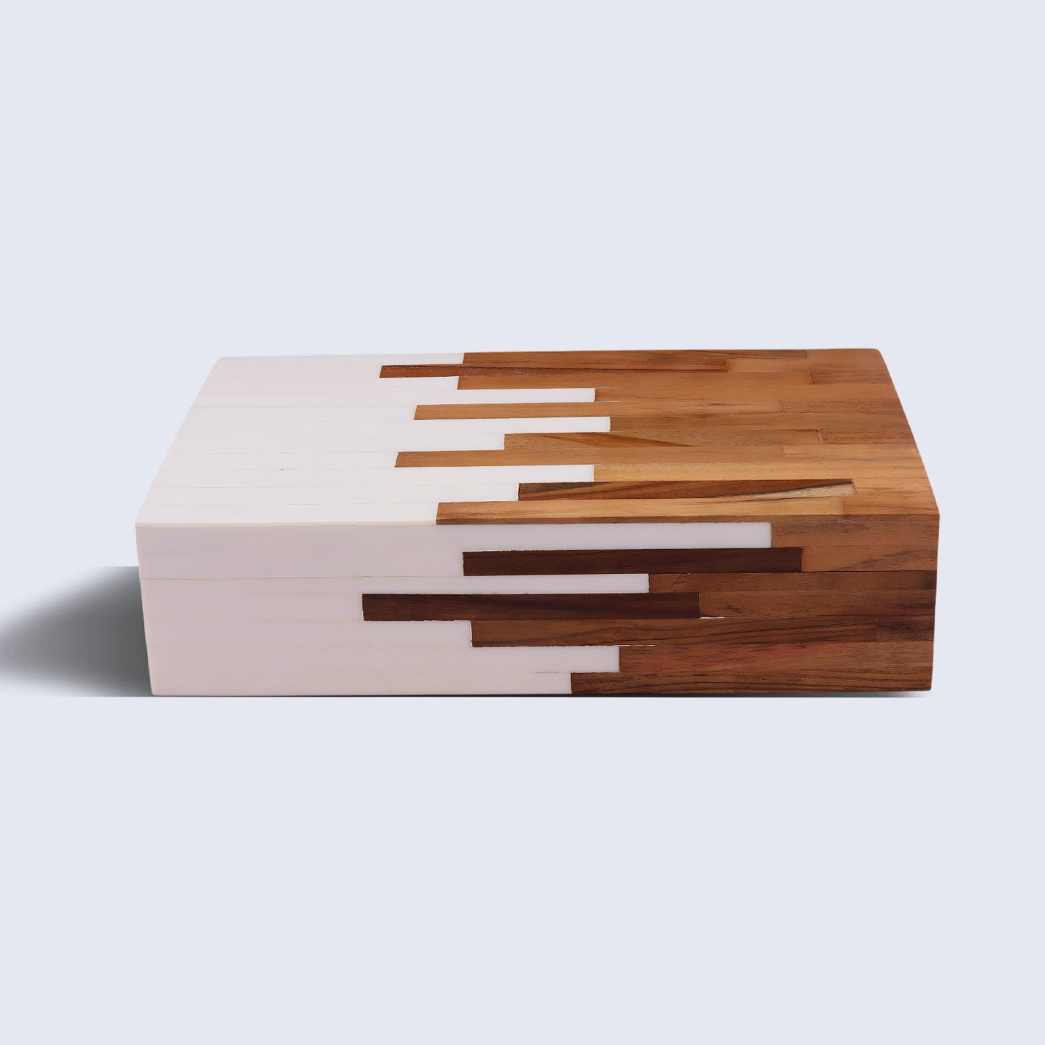 Decorative Storage Box Equalizer Wood & Resin Inlay in 3 Sizes, Brown White