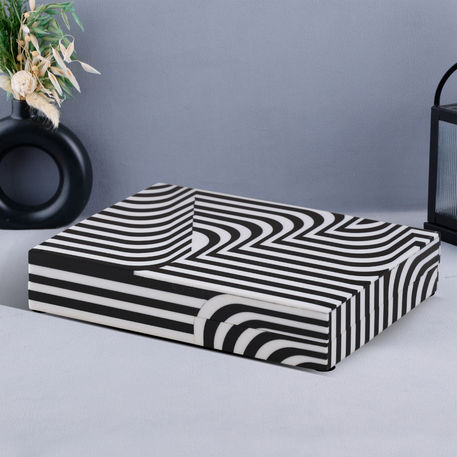 Decorative Storage Box Carnaby Loop Pattern Resin inlay, 3 Colors