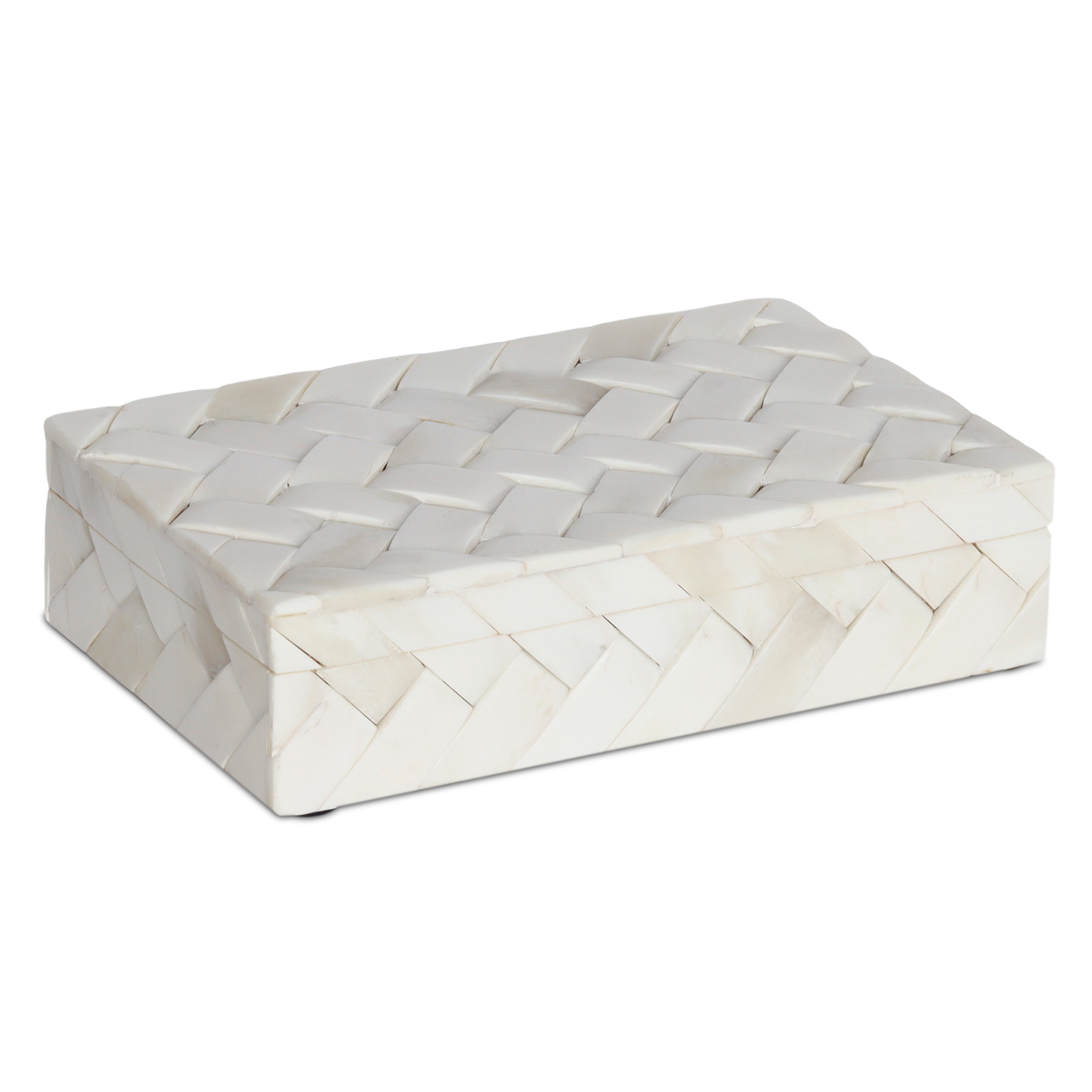 Braid Pattern Decorative Storage Box, Bone Inlay in 7 Sizes, Ivory