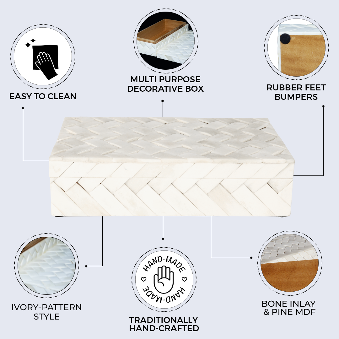 Decorative box ivory braid white Bone Inlay  available in 7 sizes