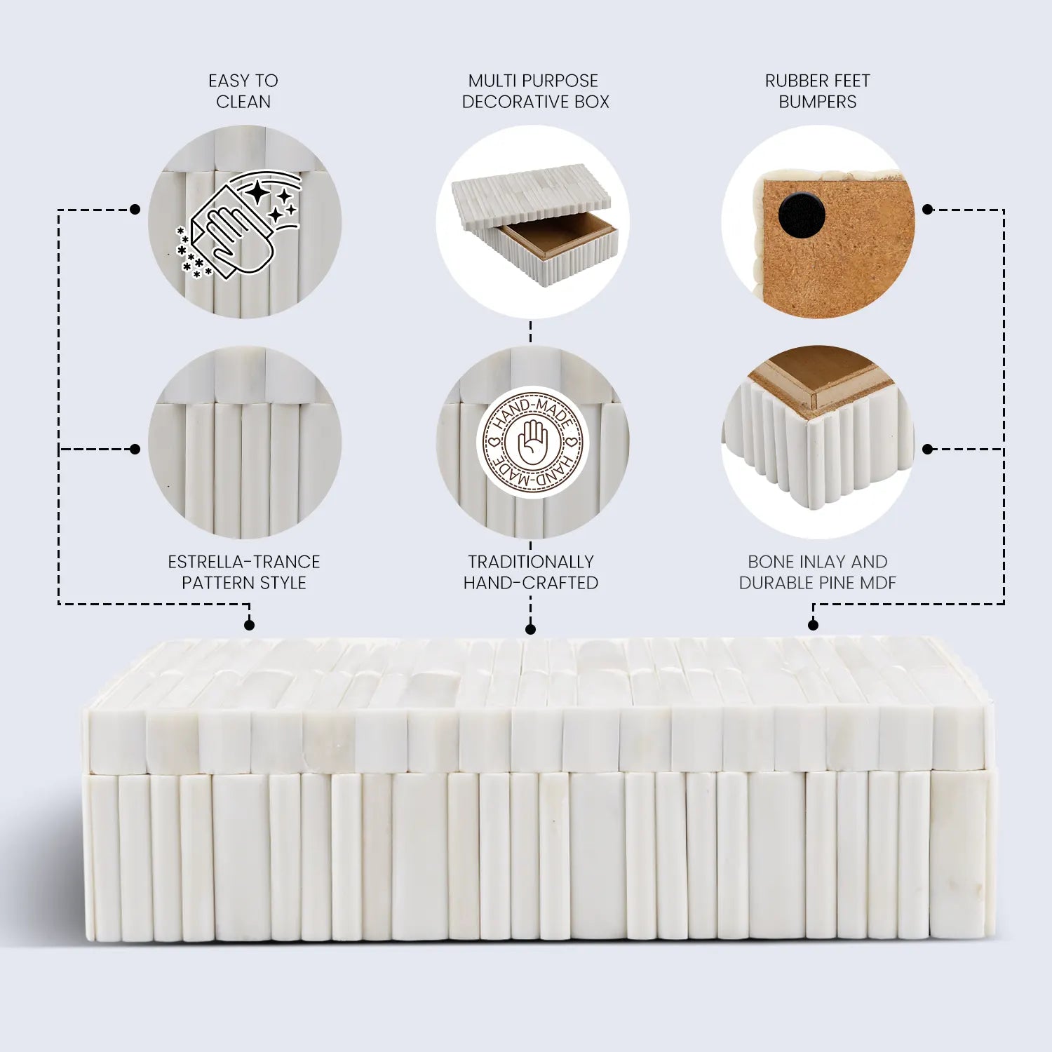 Decorative box ivory stem white available in 7 sizes