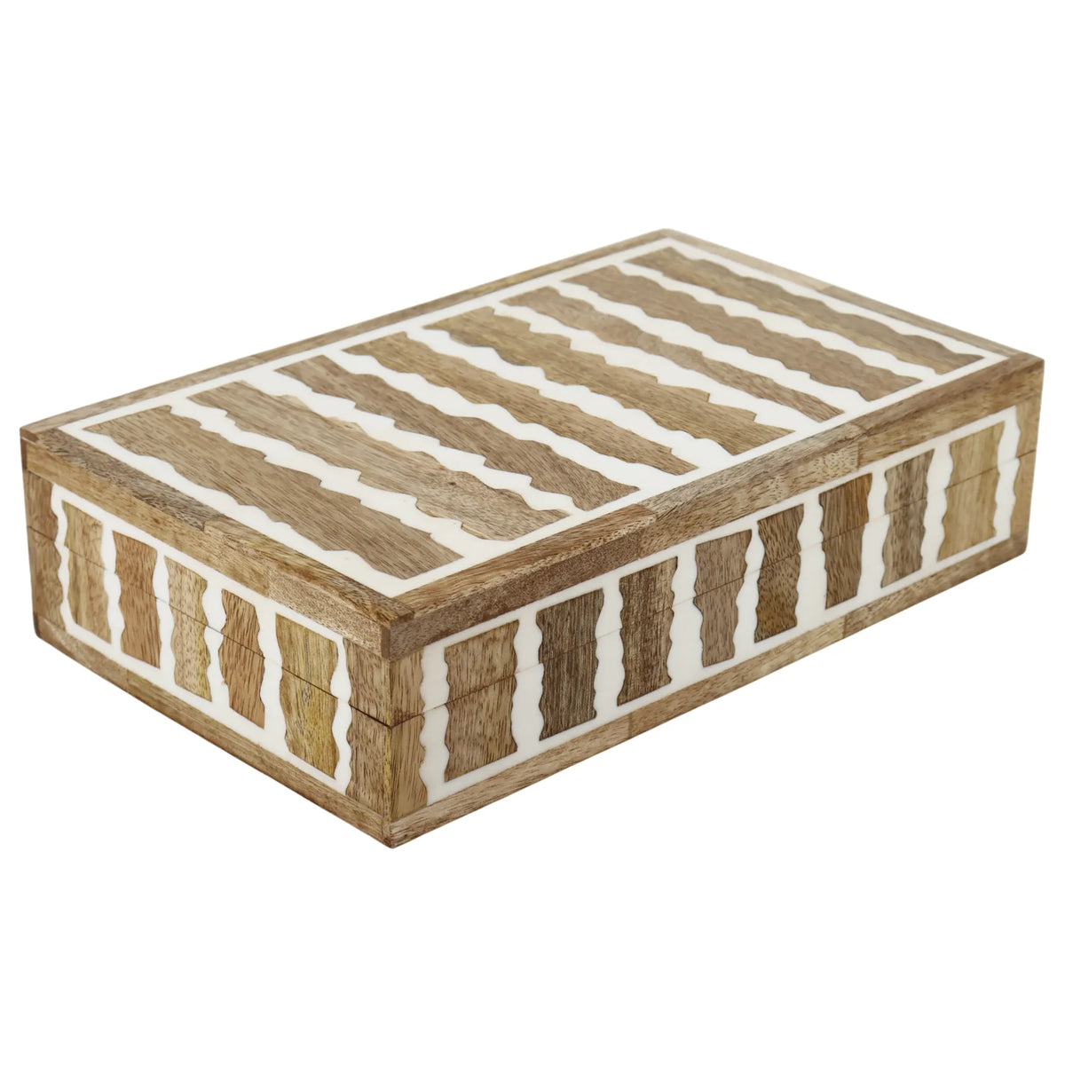 Decorative Box Kept Safari Pattern Wood & Resin Inlay Brown White available in 7 sizes