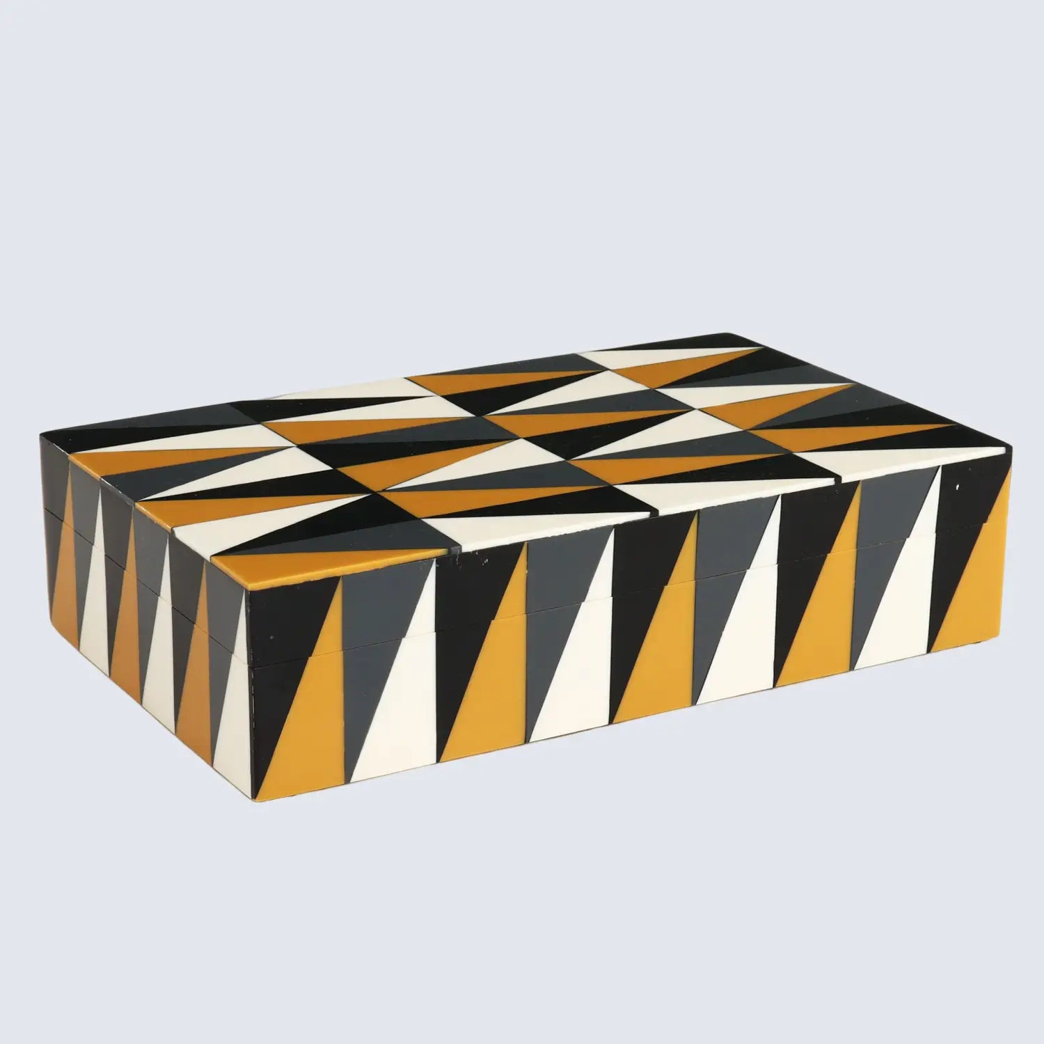Puzzle Guild Pattern Decorative Storage Box, Resin Inlay in 7 Sizes, Multicolor