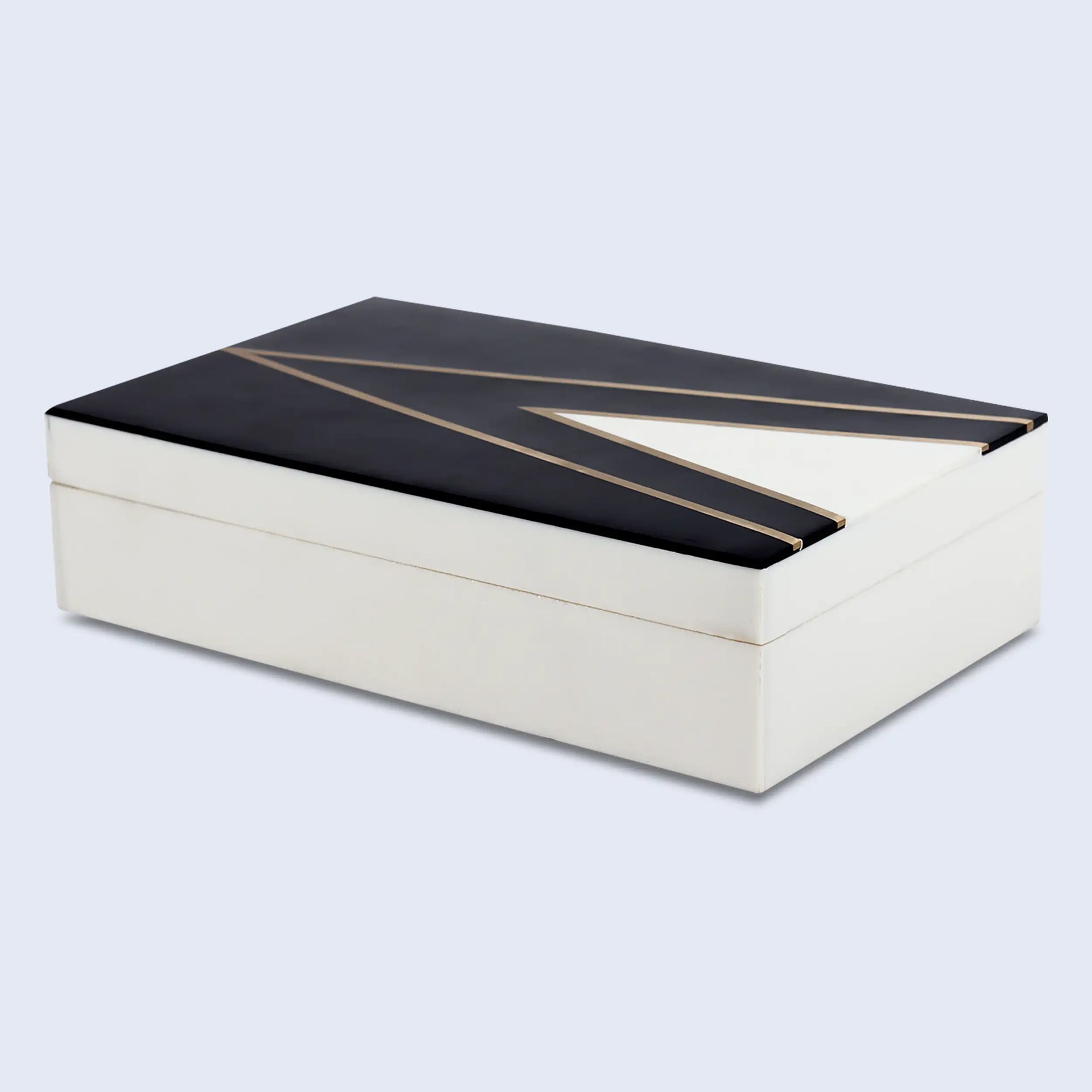 Kept Dapper Gent Pattern Decorative Storage Box, Resin Inlay in 7 Sizes, Black & White