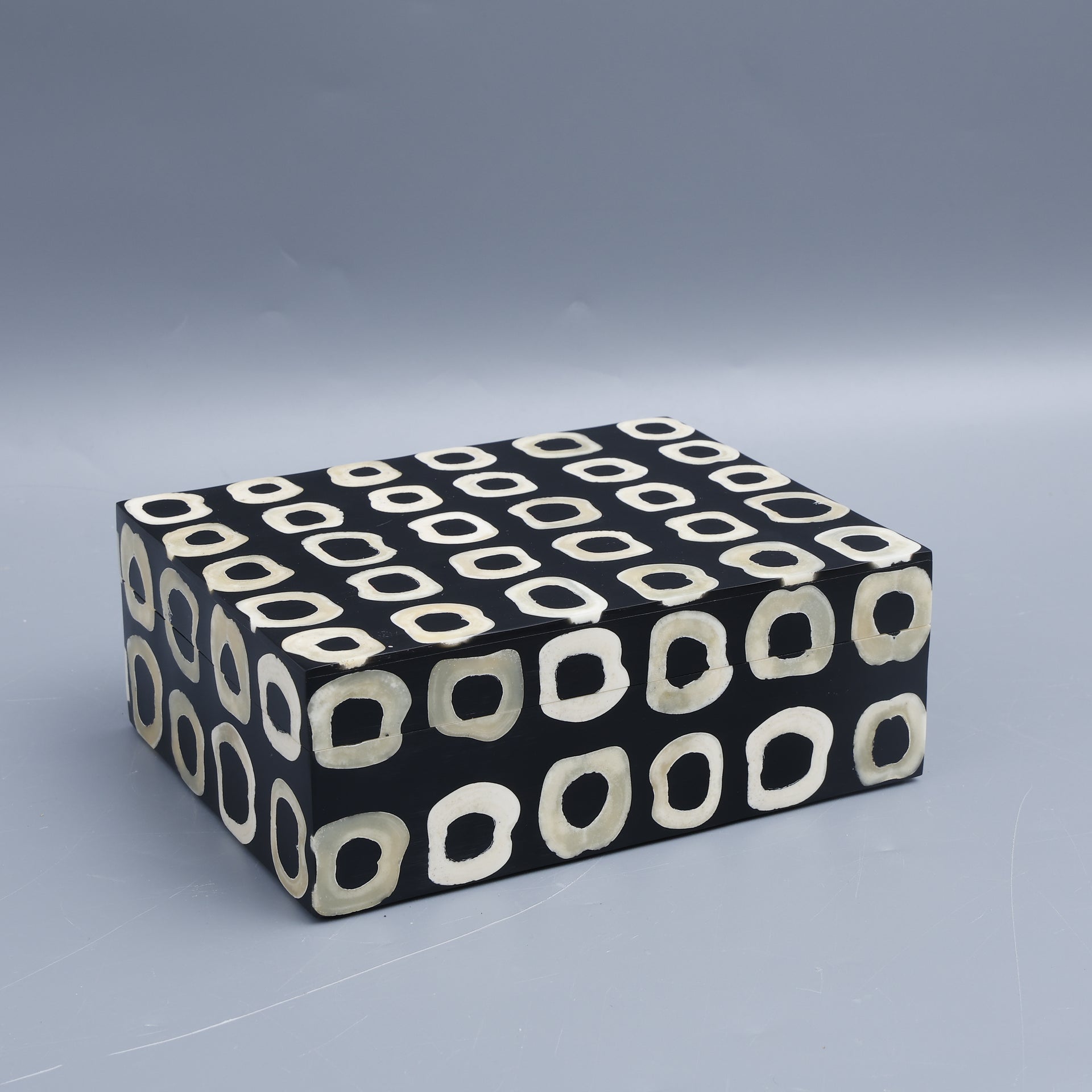 Solenne Bone Inlay Decorative Box, B&W Keepsake Storage Box