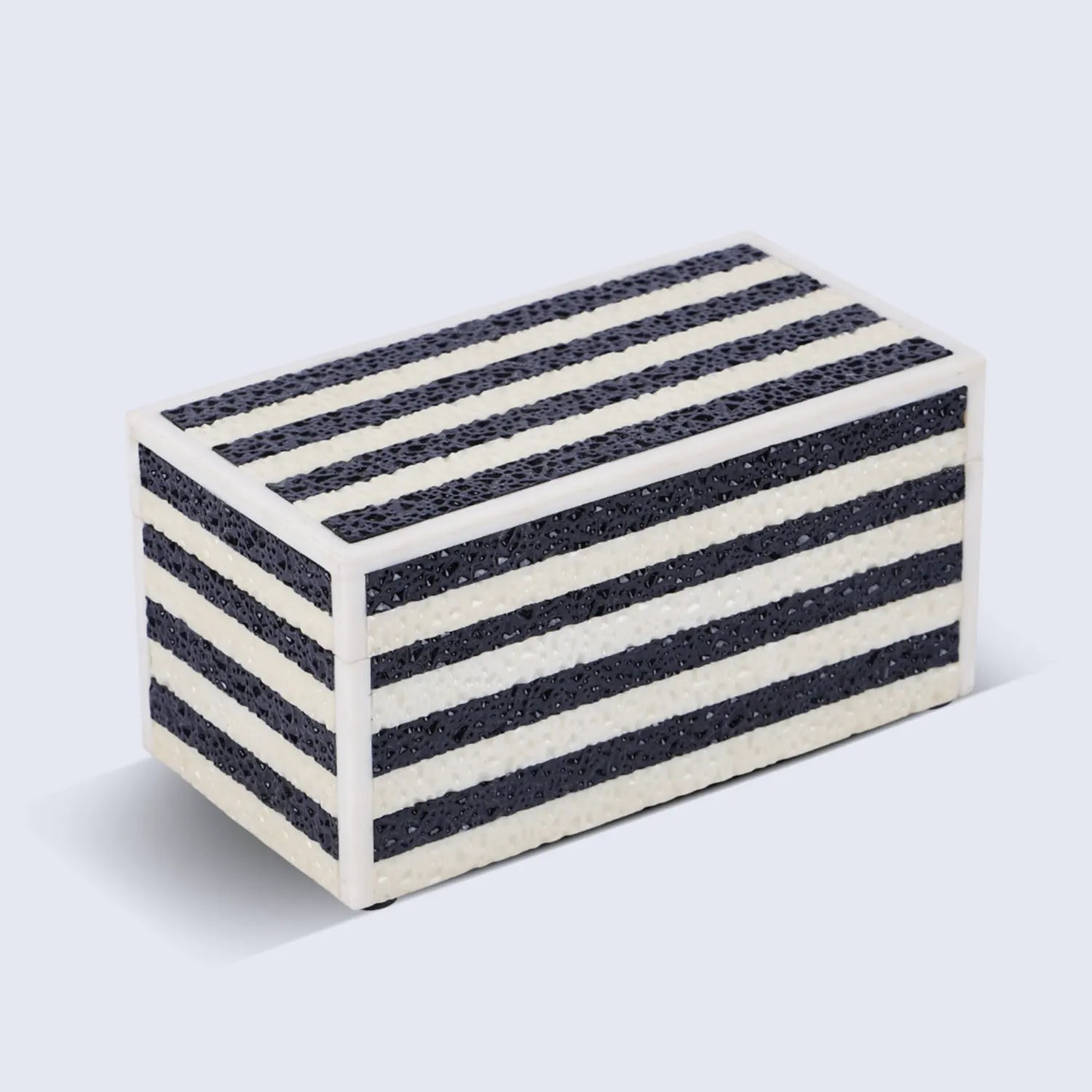 Monochrome Striped Decorative Box – Keepsake Organizer, 4 Sizes
