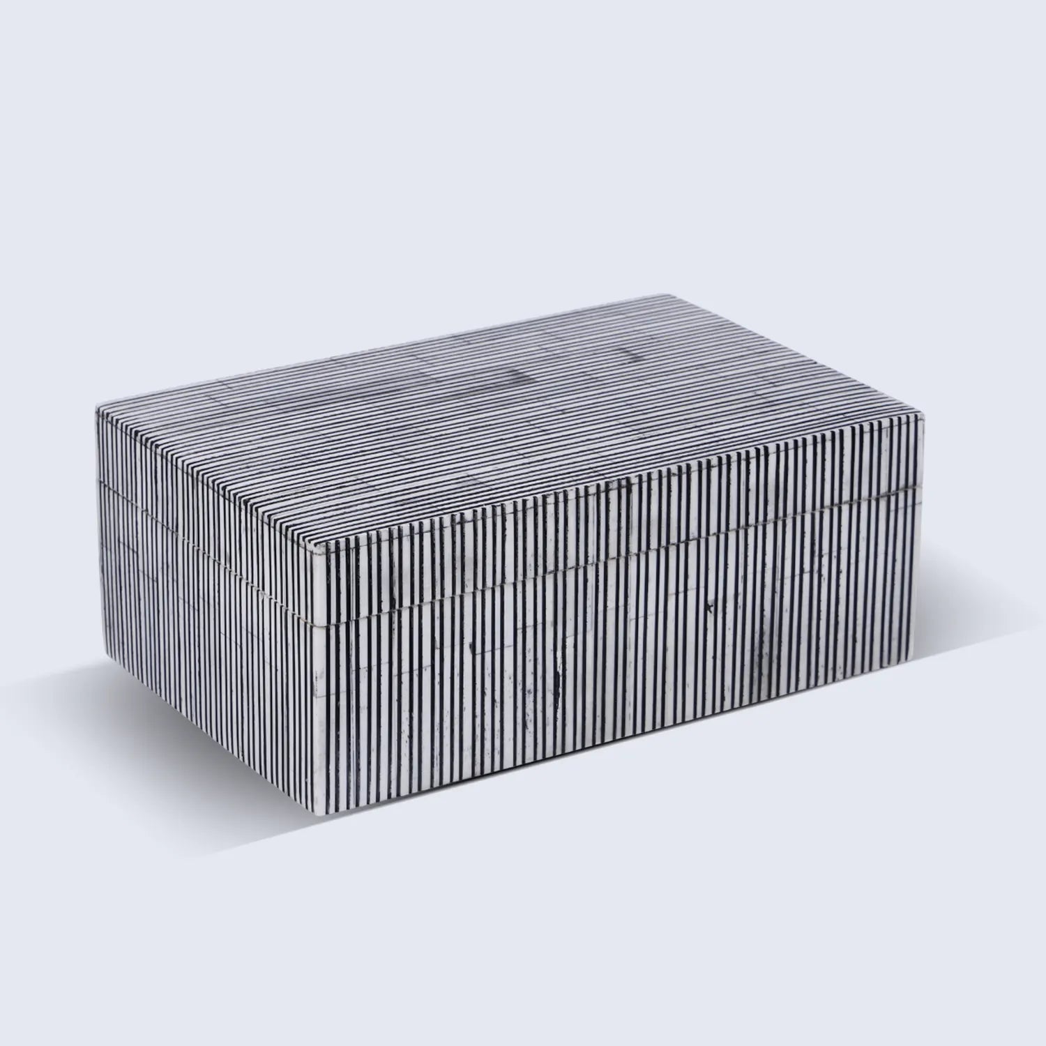 Pinstripe Pattern Decorative Storage Box, Bone Inlay in 2 Sizes & 2 Colors