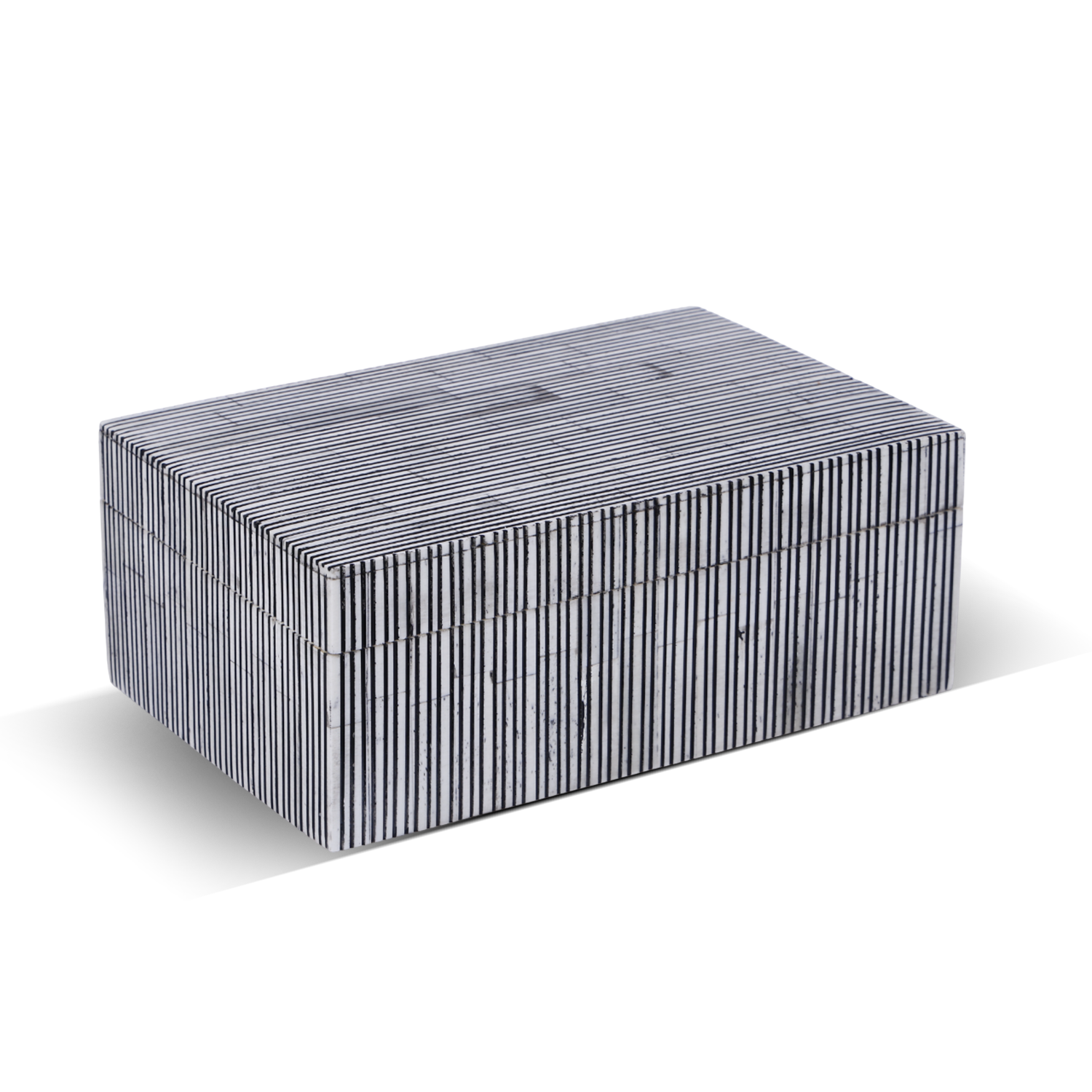 Decorative Box Pin Stripped Bone Inlay, Black, 2 Sizes