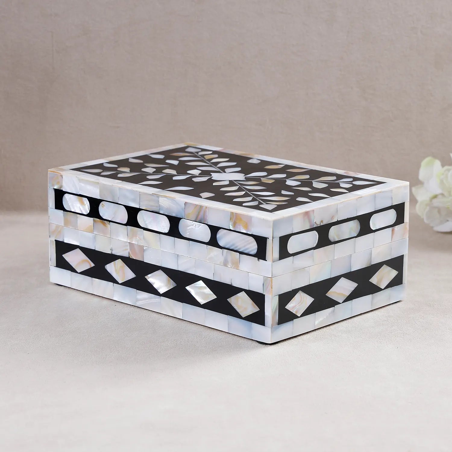 Handicrafts Home Alhambra Negra Decorative Storage Box with Lid