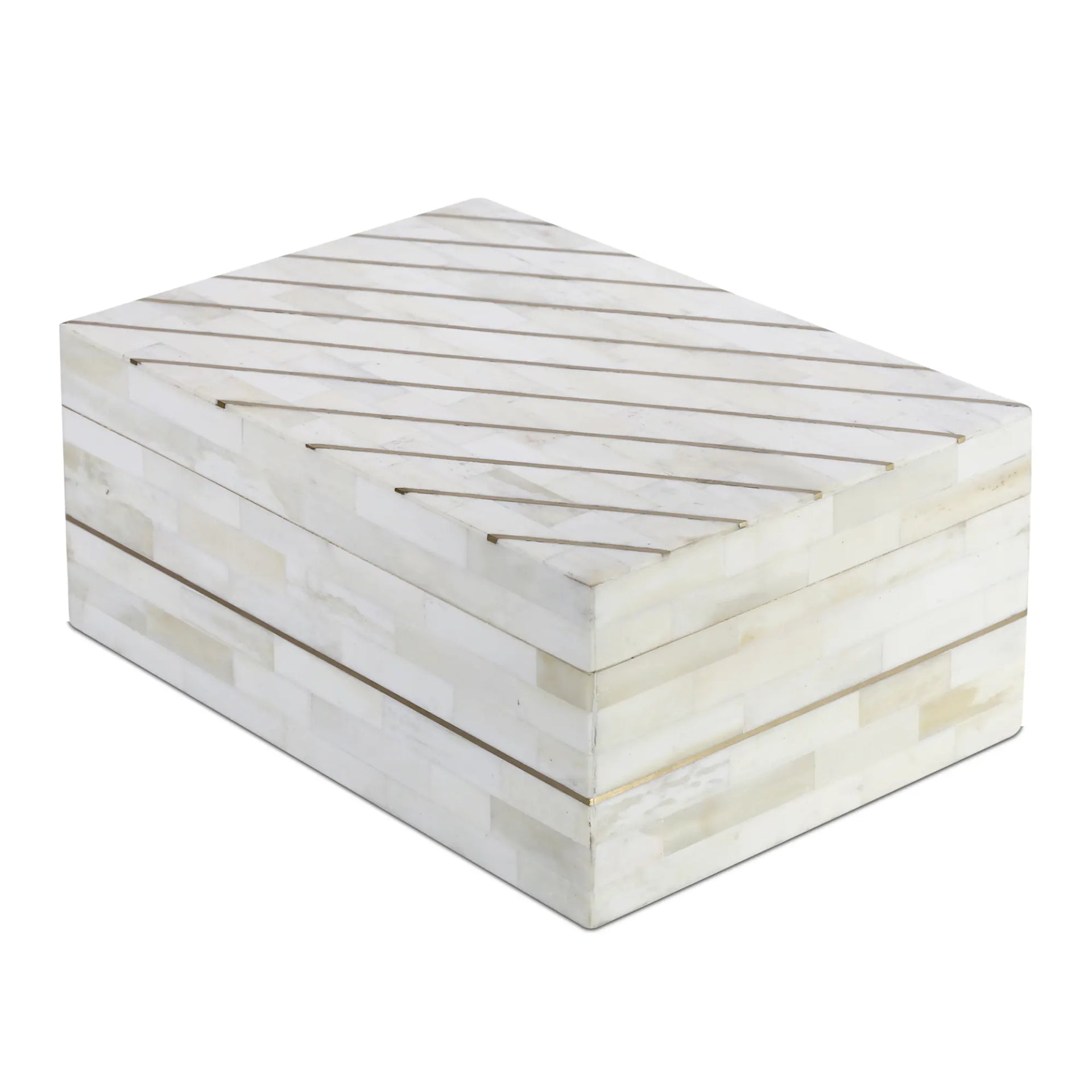 Aegean Pearl Bone Inlay & Brass Decorative Storage Box in 2 Sizes