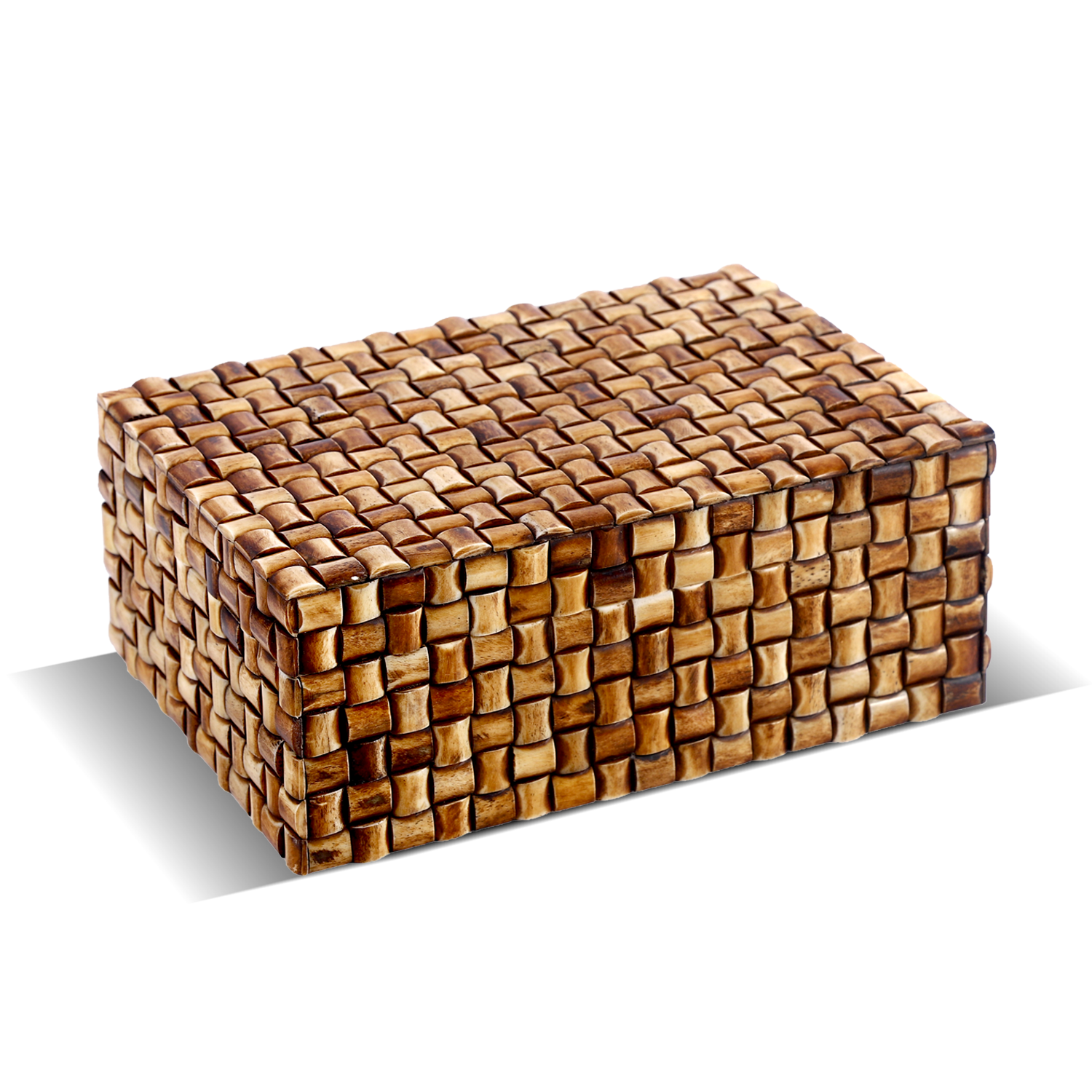Mekong Chai Bone Inlay Decorative Box | Natural Woven Design |12x8x5 & 9x6x3.5