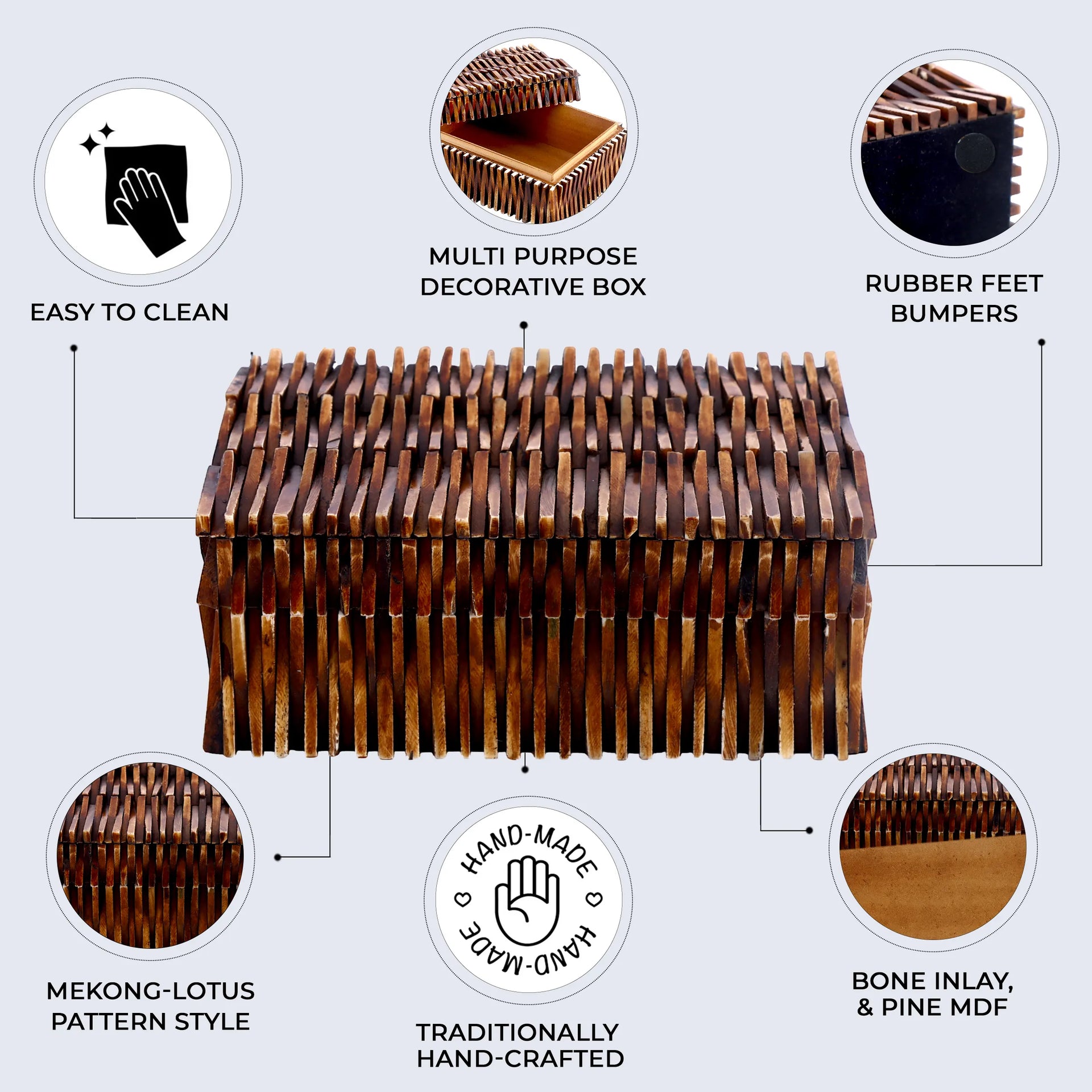 Decorative box Mekong lotus Bone Inlay available in 2 sizes