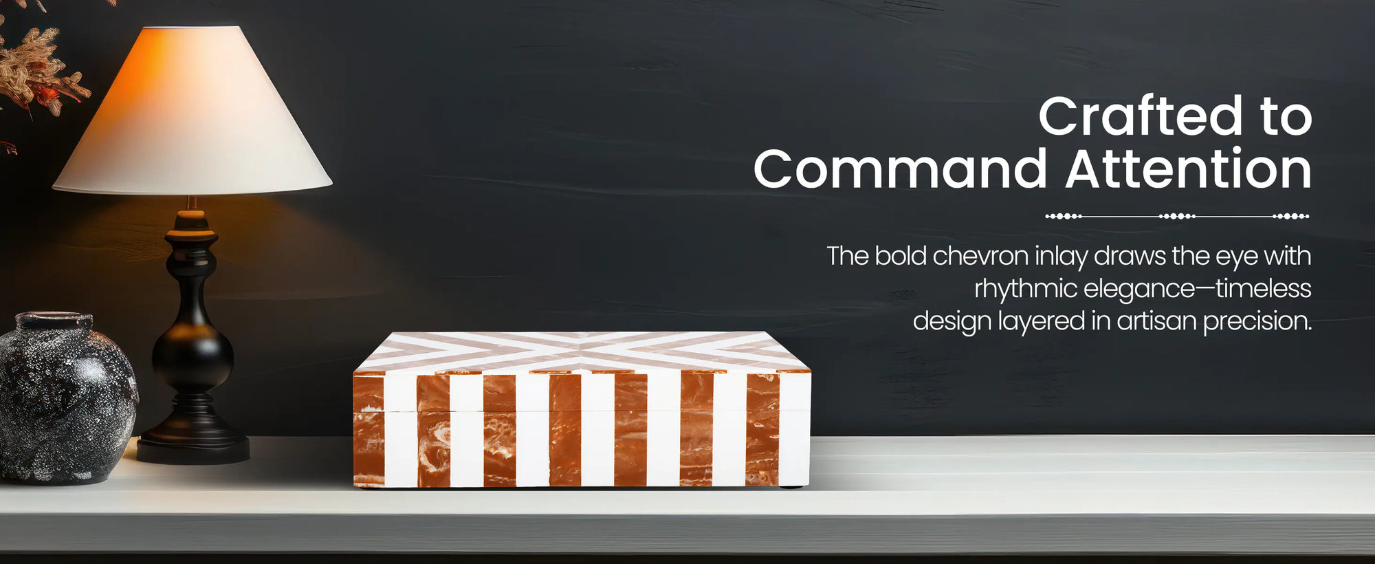 Decorative box chevron brown white available in 6 sizes