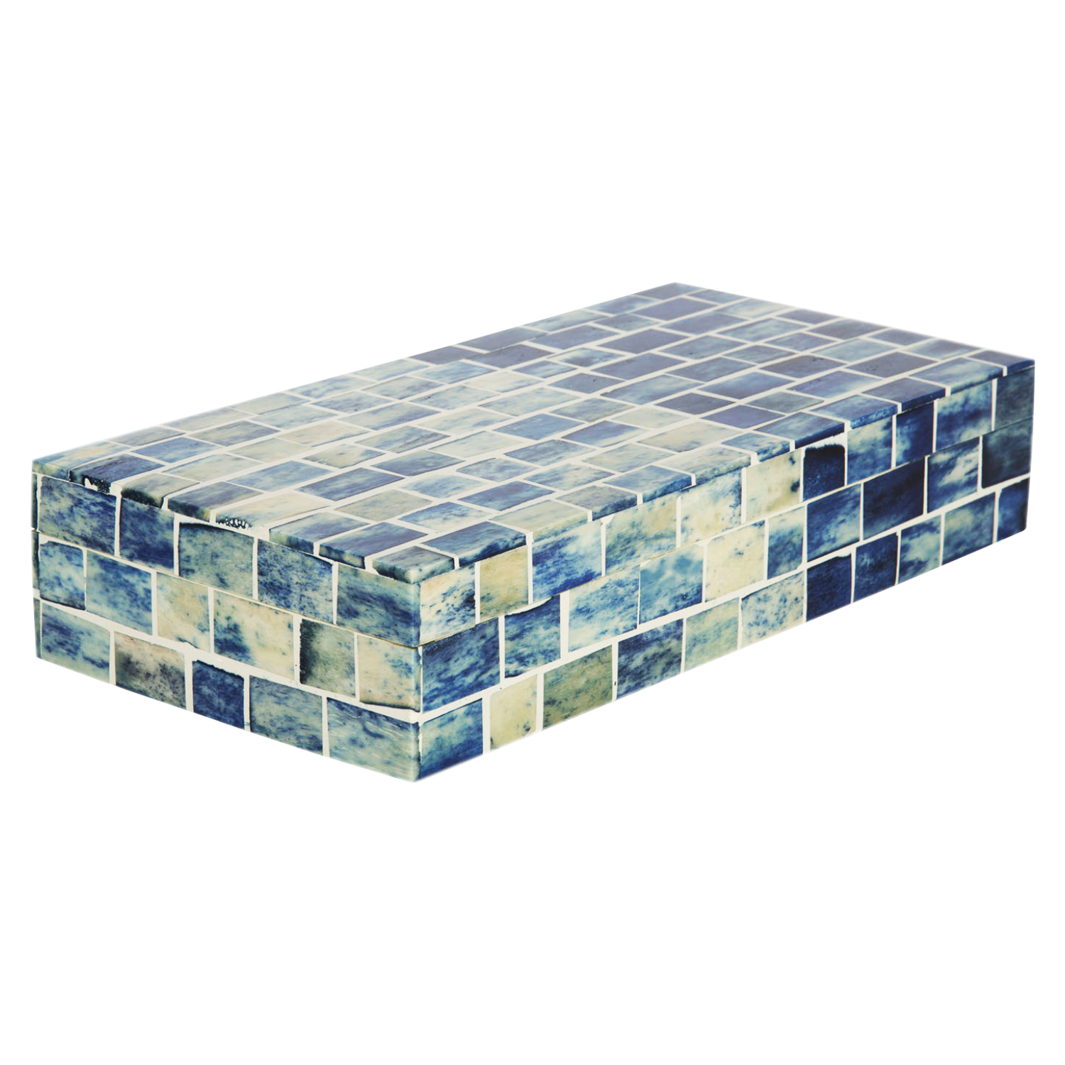 Decorative Storage Box Indigo Mosaic Bone & Resin Inlay in 2 Sizes