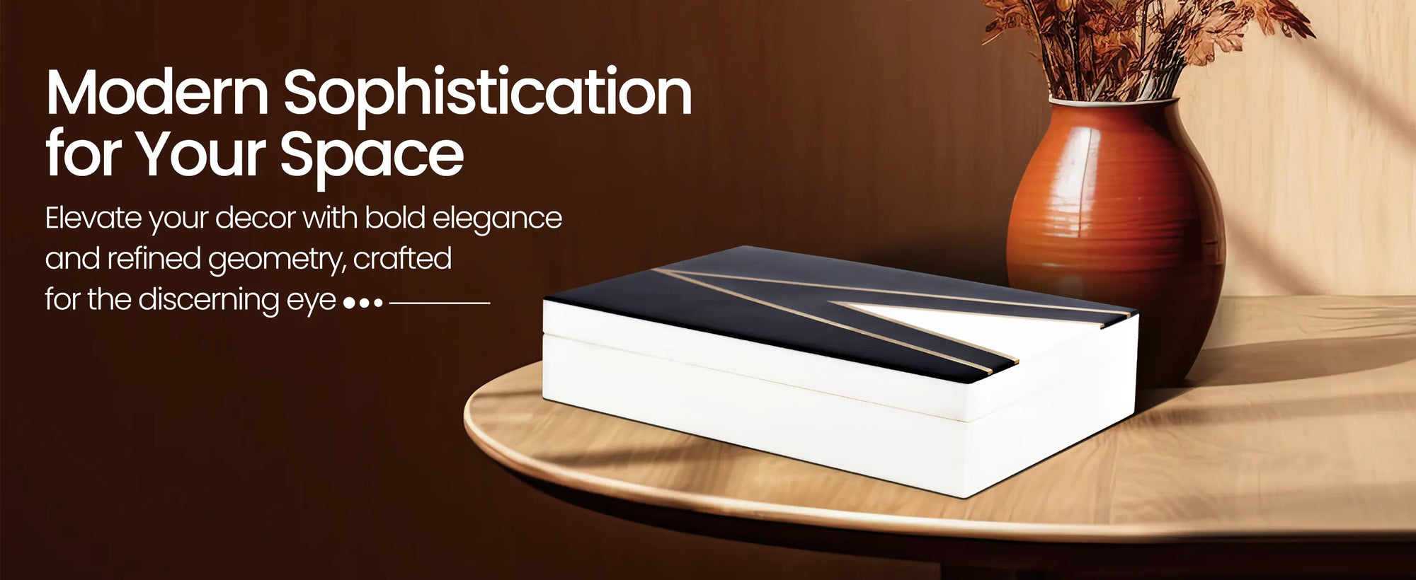 Kept Dapper Gent Pattern Decorative Storage Box, Resin Inlay in 7 Sizes, Black & White