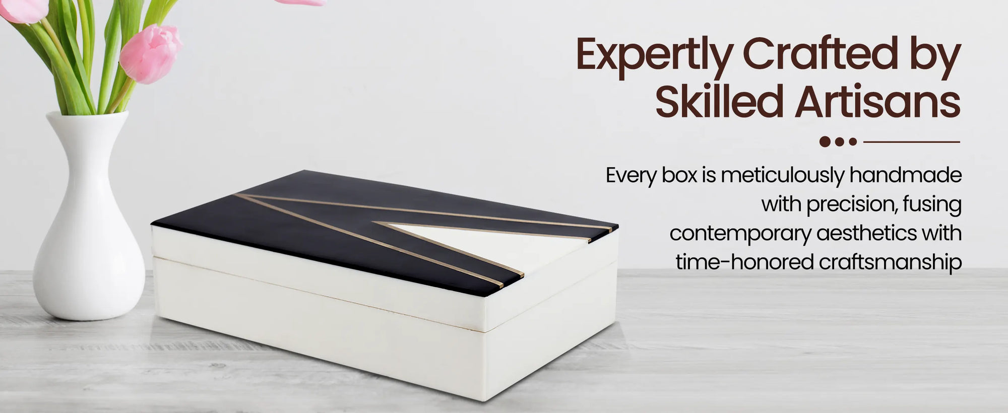 Kept Dapper Gent Pattern Decorative Storage Box, Resin Inlay in 7 Sizes, Black & White