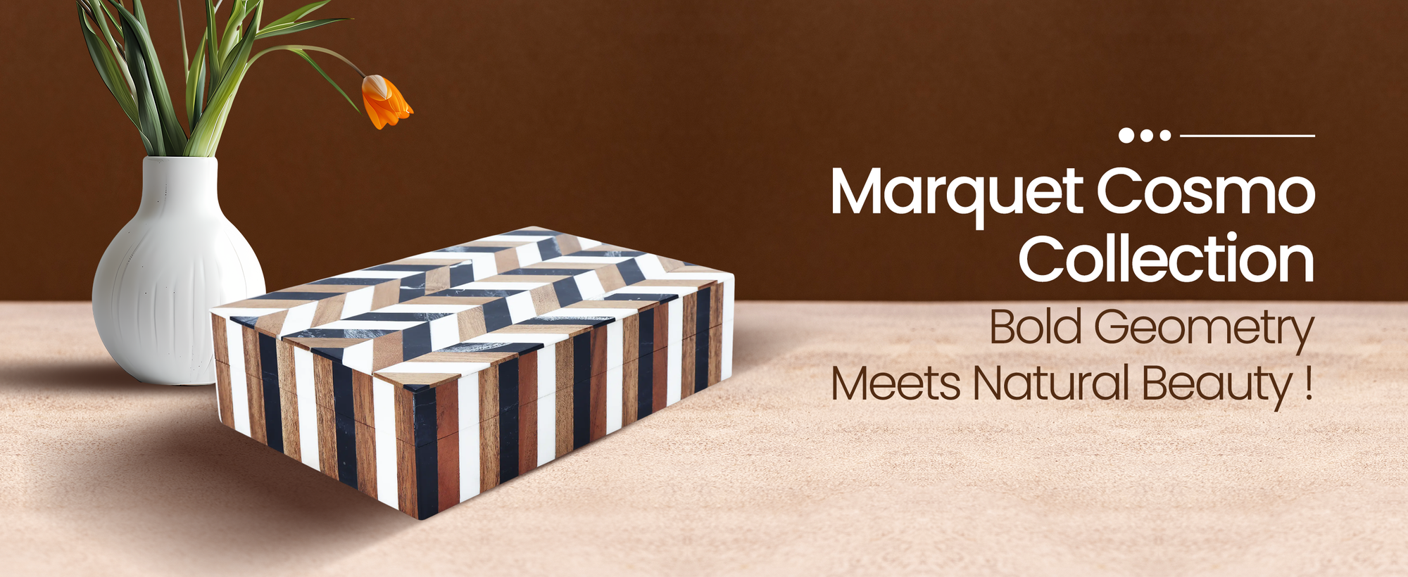 Marquet Cosmo Resin & Wood Inlay Decorative Storage Box - 8 Sizes