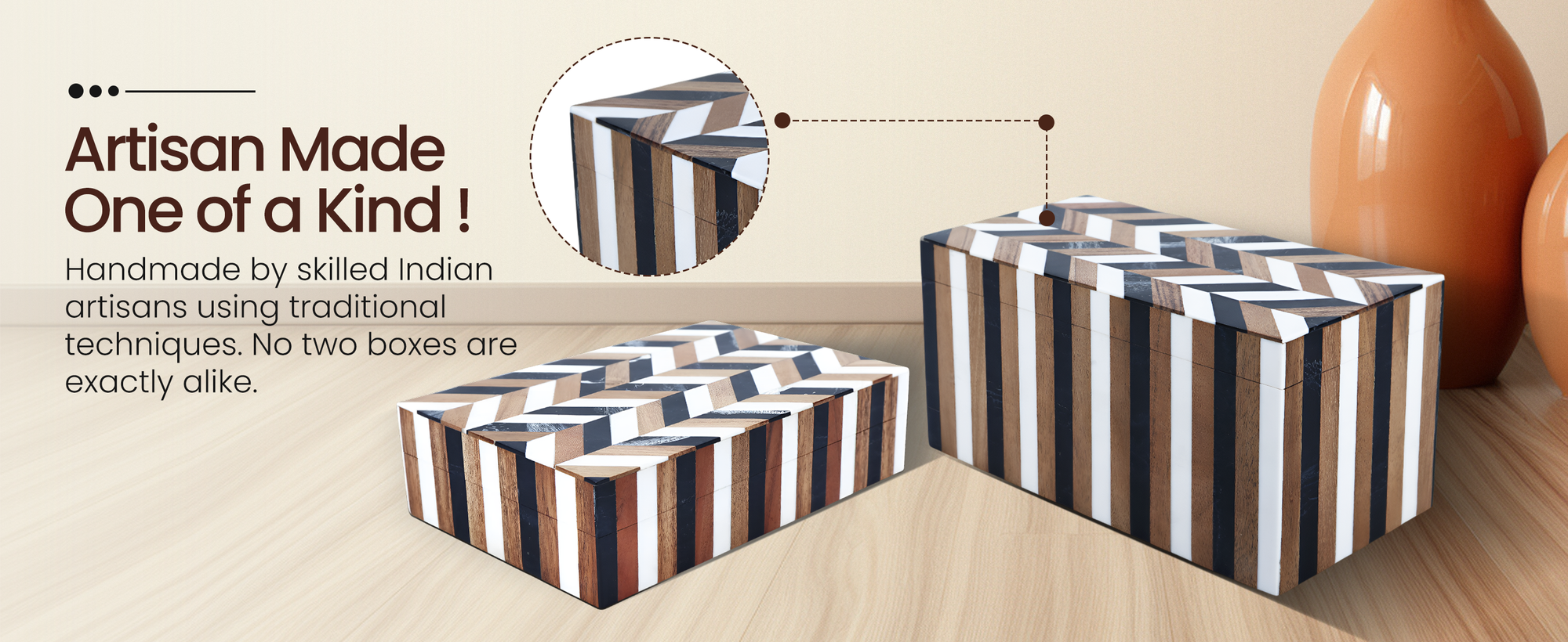 Marquet Cosmo Resin & Wood Inlay Decorative Storage Box - 8 Sizes