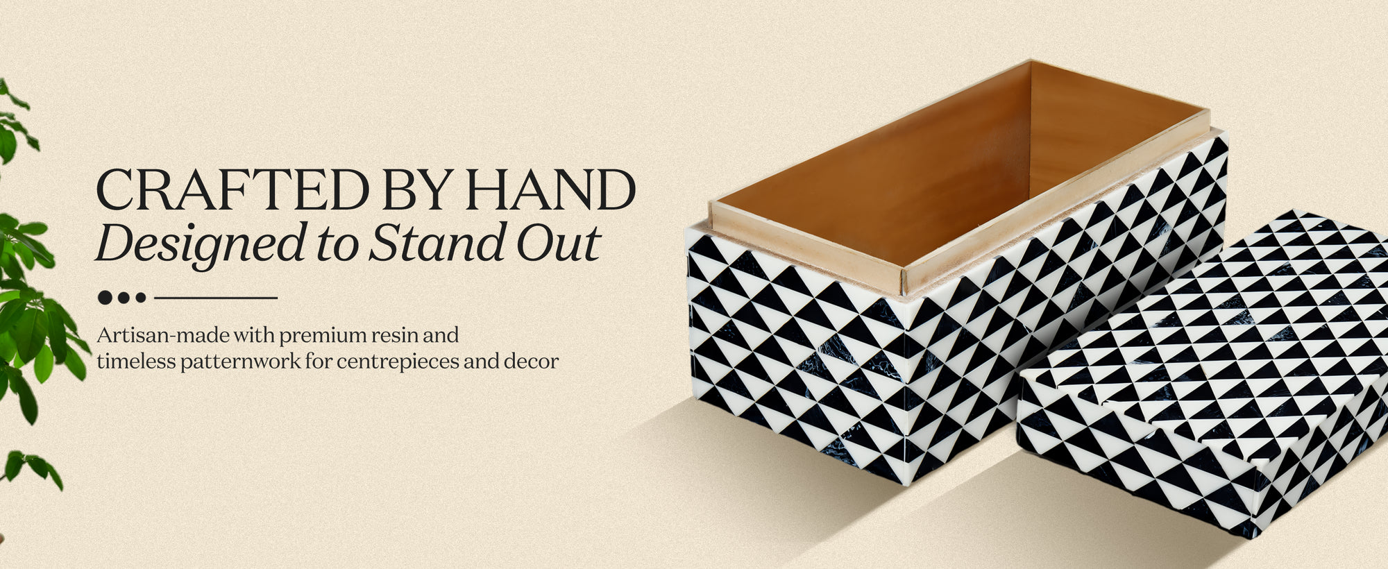 Decorative storage box Marquet prism pattern resin inlay in 8 sizes