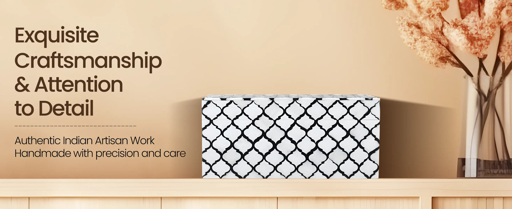 Moroccan Pattern Decorative Storage Box, Bone & Resin Inlay in 7 Sizes, Blue & White