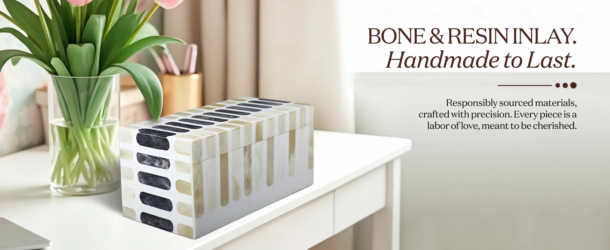 Decorative Box Patisserie Caramel Collection Bone Resin Inlay 7 Sizes