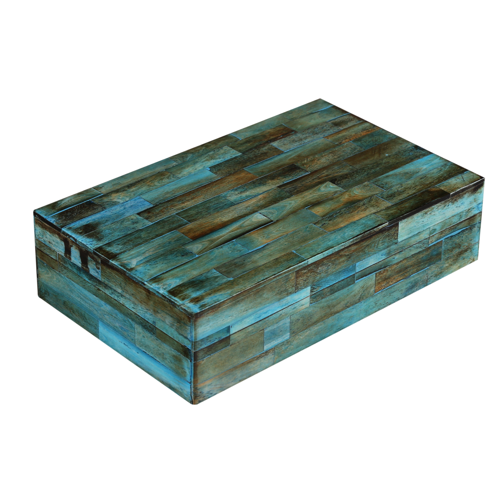 Decorative Storage Box, Bone Inlay in 7 Sizes, Verdigris