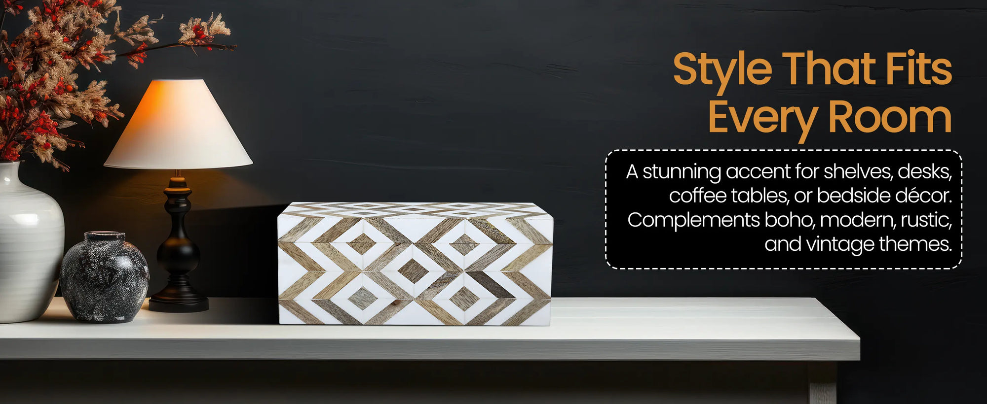 Marquet Array Resin & Wood Inlay Decorative Storage Box