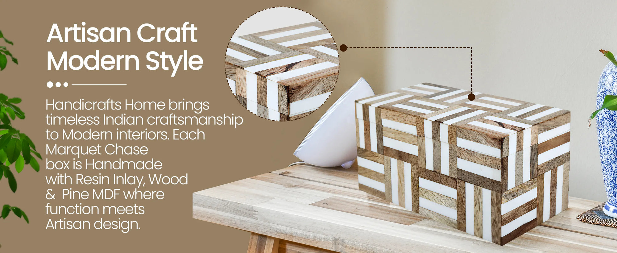 Marquet Chase Wood & Resin Inlay Decorative Storage Box