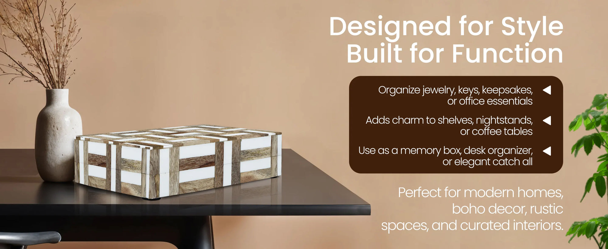 Marquet Chase Wood & Resin Inlay Decorative Storage Box