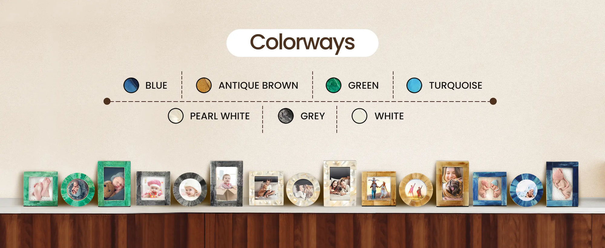 Baby Picture Frames Classic Bone Inlay in White, Set of 3