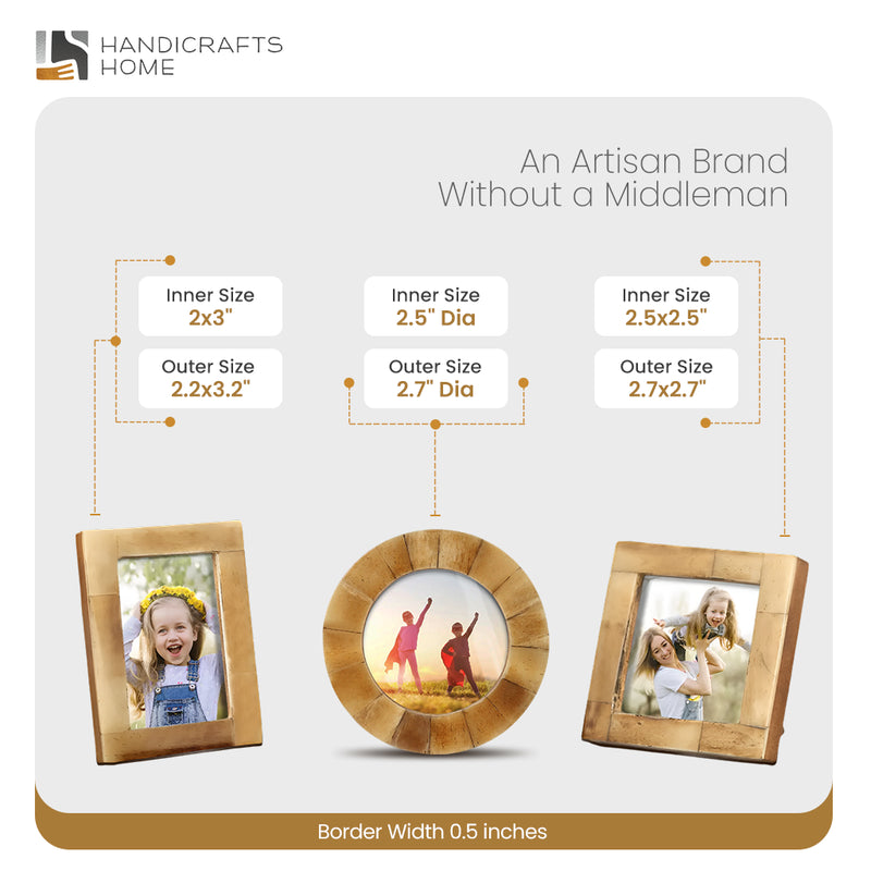 Size Chart for Baby Picture Frames Bone Inlay Collection in Antique, Set of 3