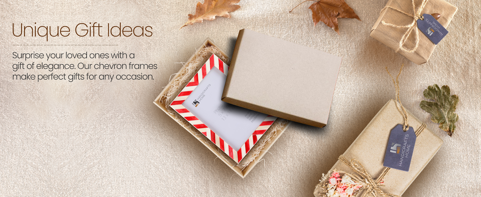 Picture Frames Chevron Pattern Bone Inlay Collection in 4 Sizes, Green & Red