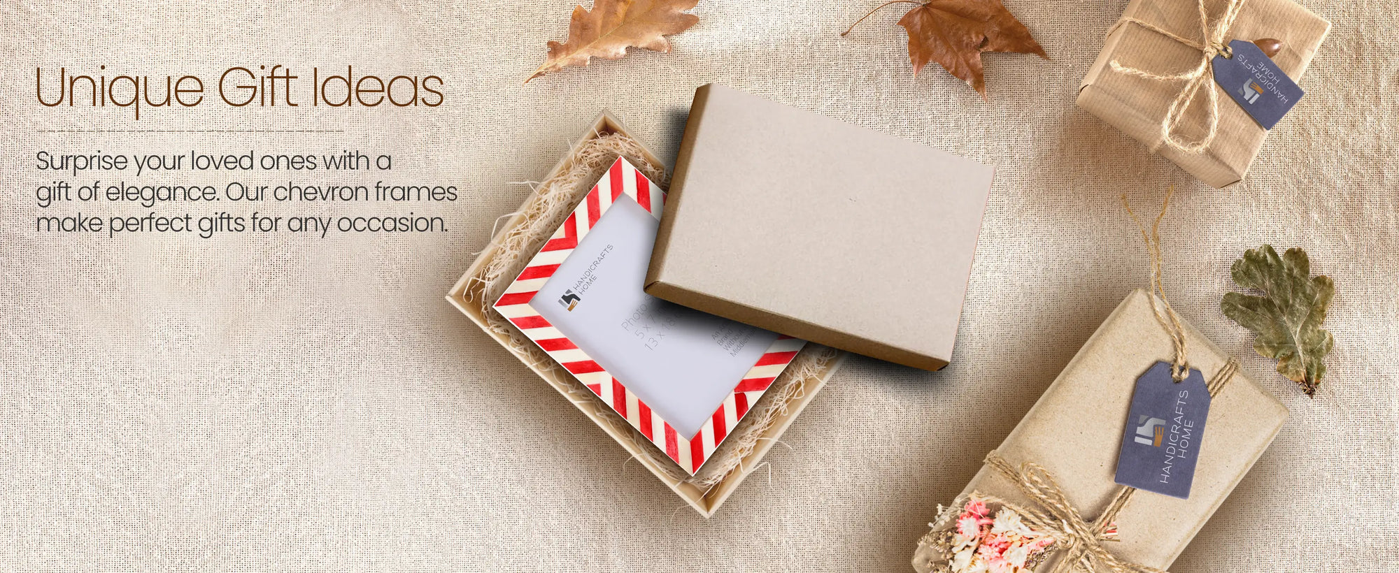 Picture Frames Chevron Pattern Bone Inlay Collection in 4 Sizes, Red