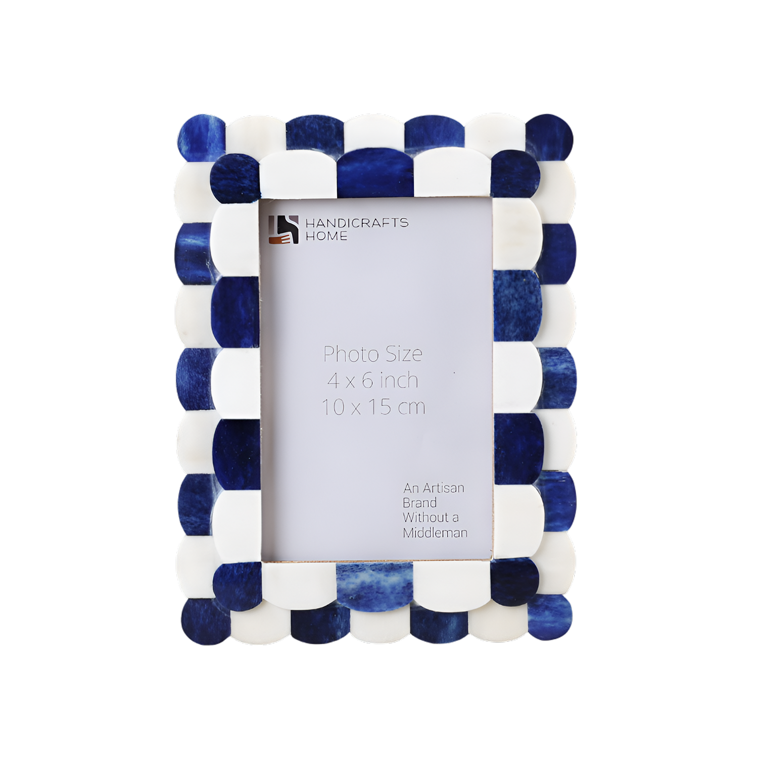 Picture Frames Scalloped Pattern Bone Inlay Collection in 4 sizes, Blue