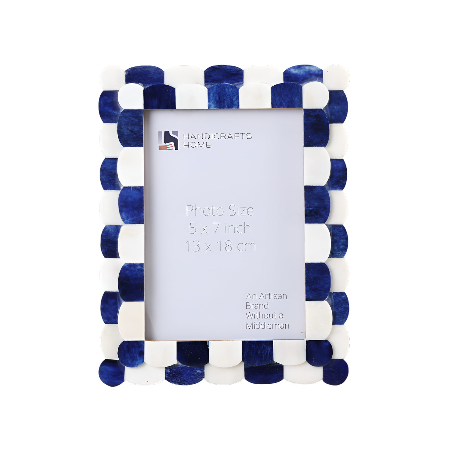 Picture Frames Scalloped Pattern Bone Inlay Collection in 4 sizes, Blue