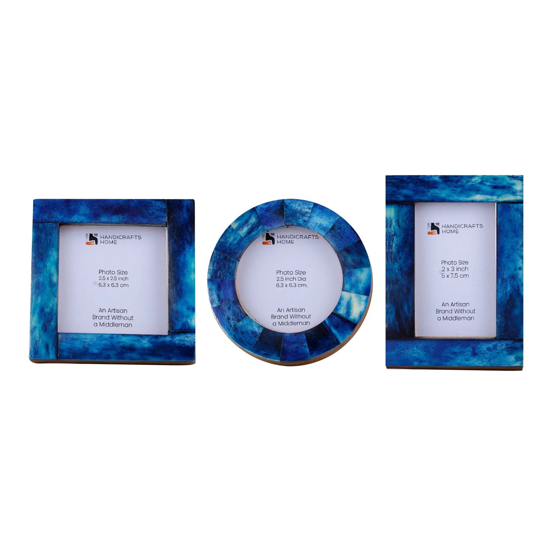 Mini Baby Keepsake Picture Frame, Set of 3 – Blue Bone Inlay