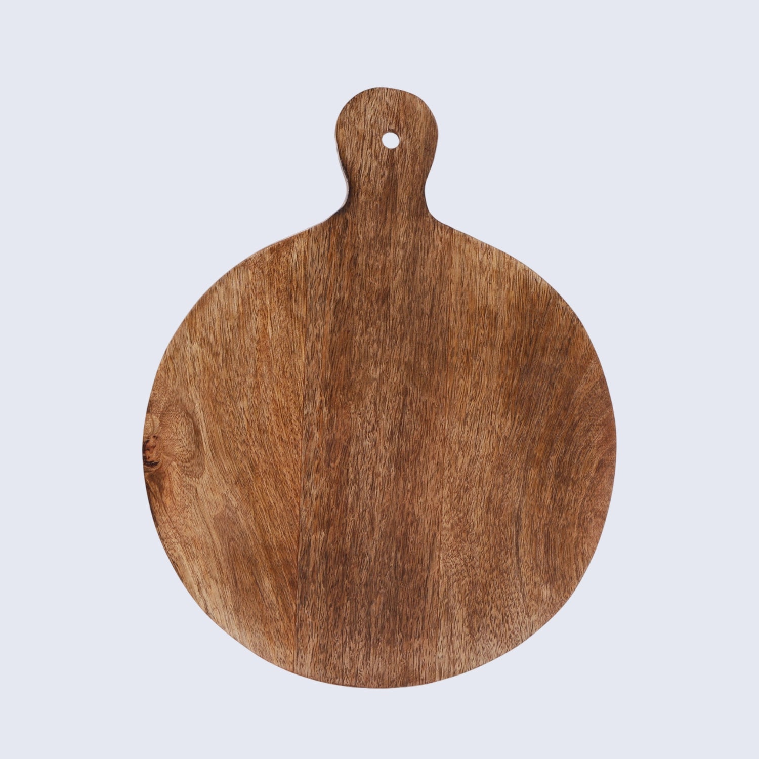 Chopping Board Round Paddle with Single Handle – Wood, in 14.75x11.75"