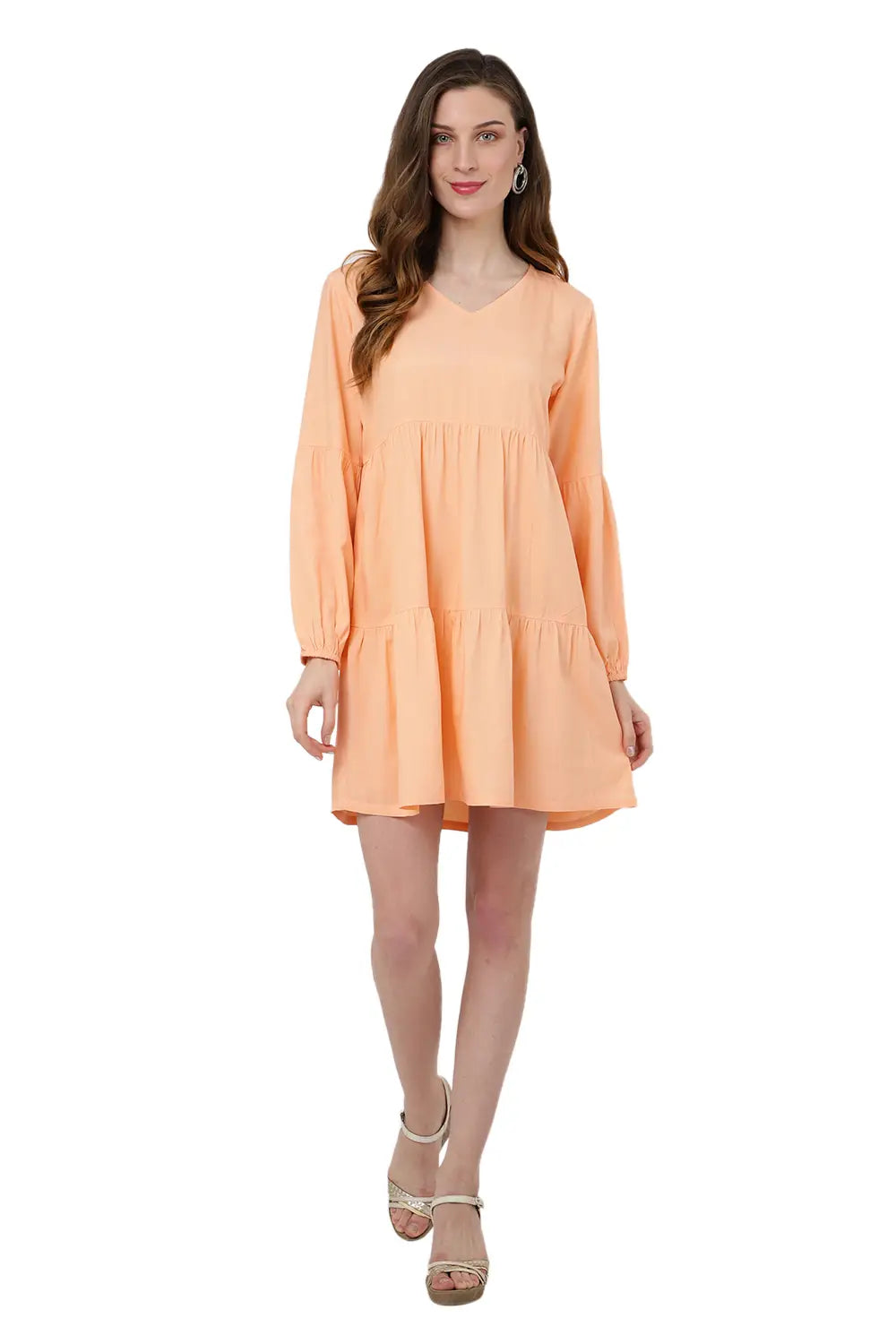 Lantern Sleeves V Neck Dress - Available in 8 Colors