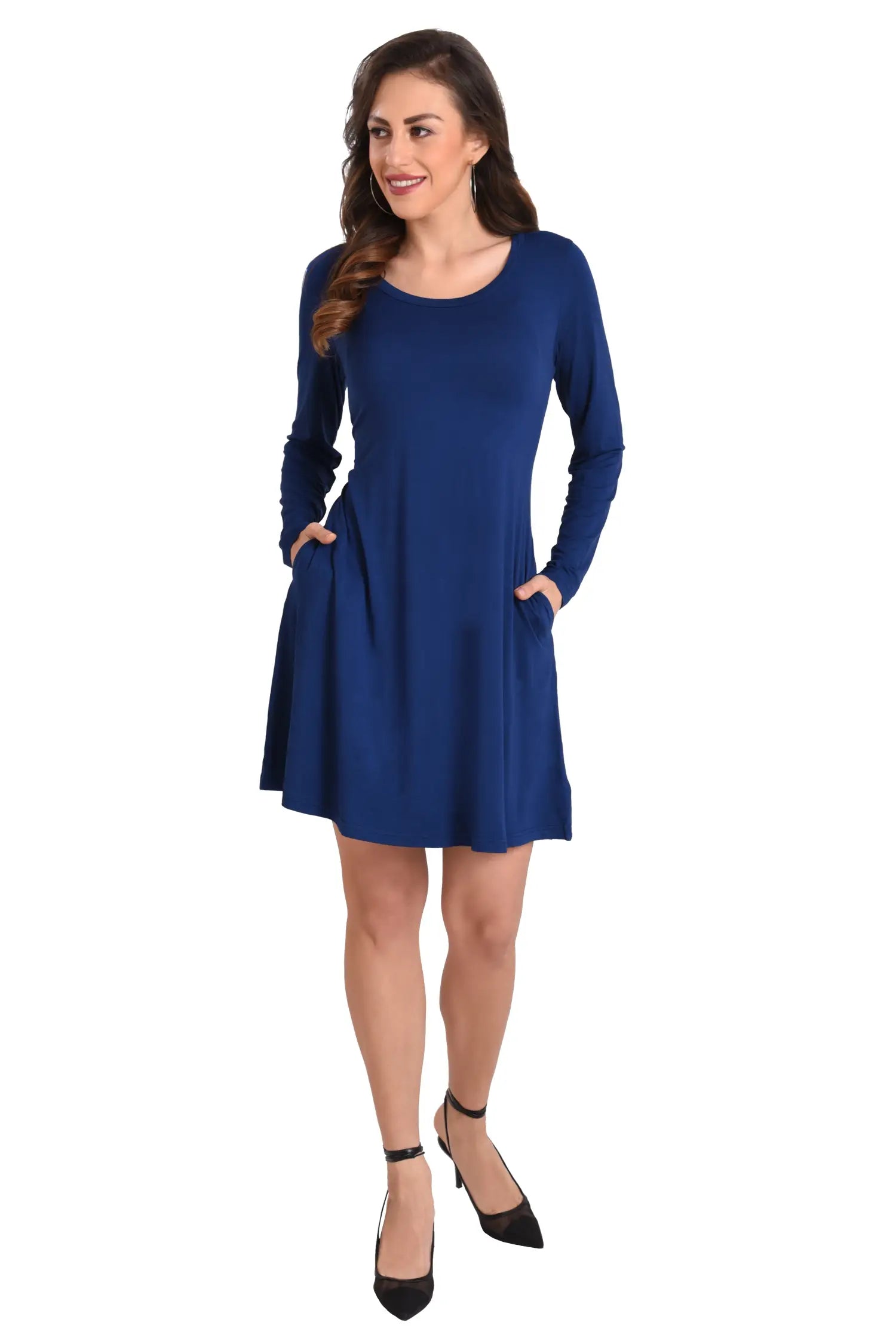 Long Sleeve T-Shirt Dress with Pockets - Available in 5 Colors