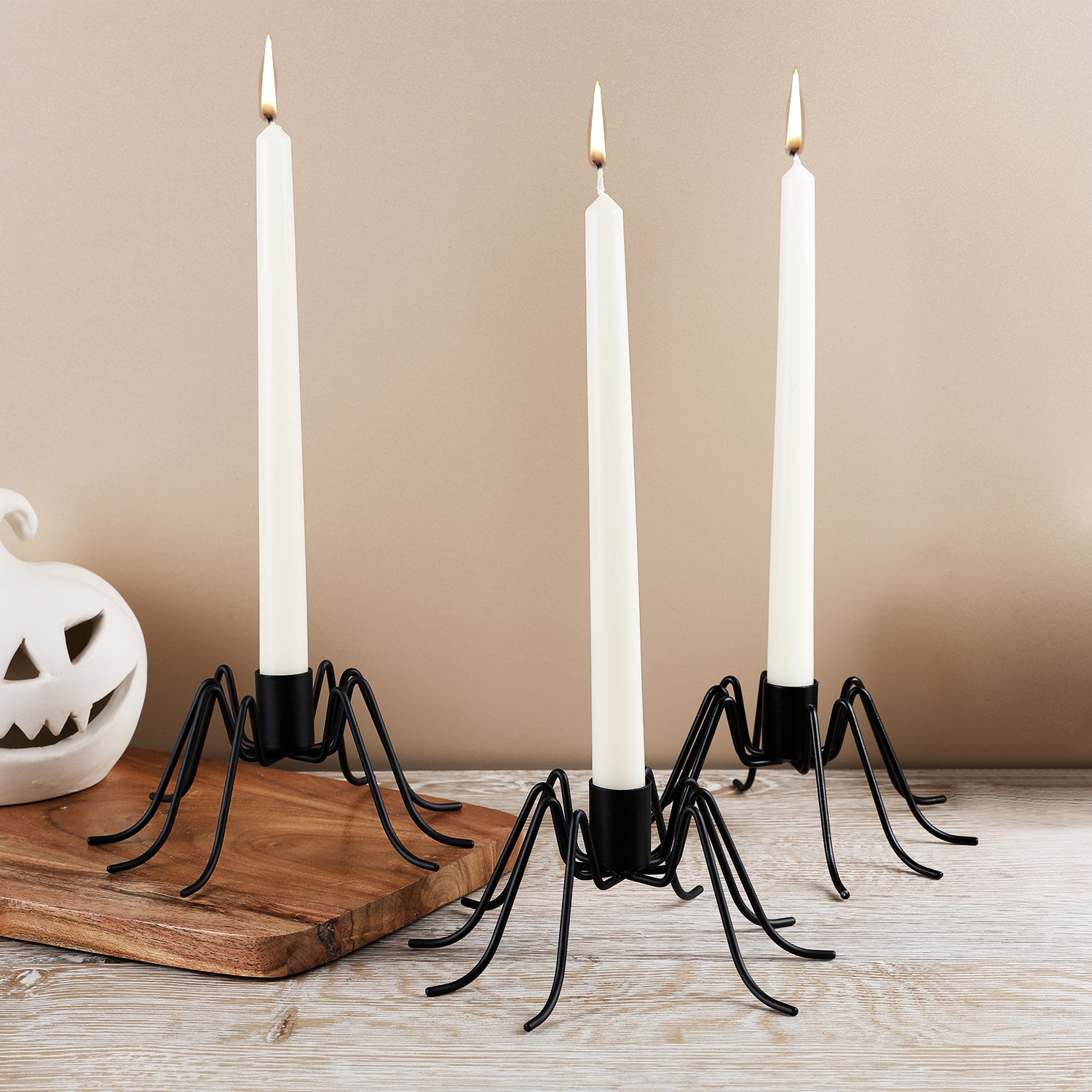 Halloween Spider Candle Holder Set of 3- 7x3”