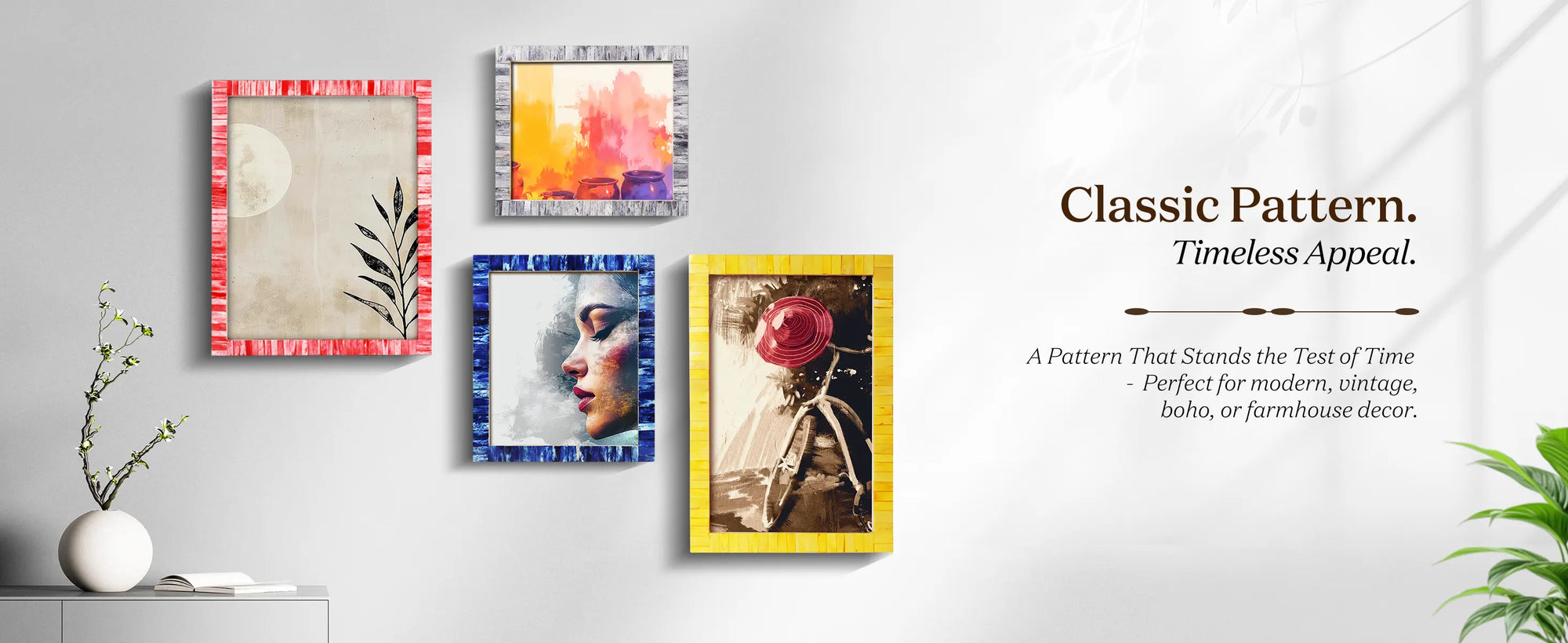 Picture Frames Classic Pattern Bone Inlay Collection in 27 Sizes, White