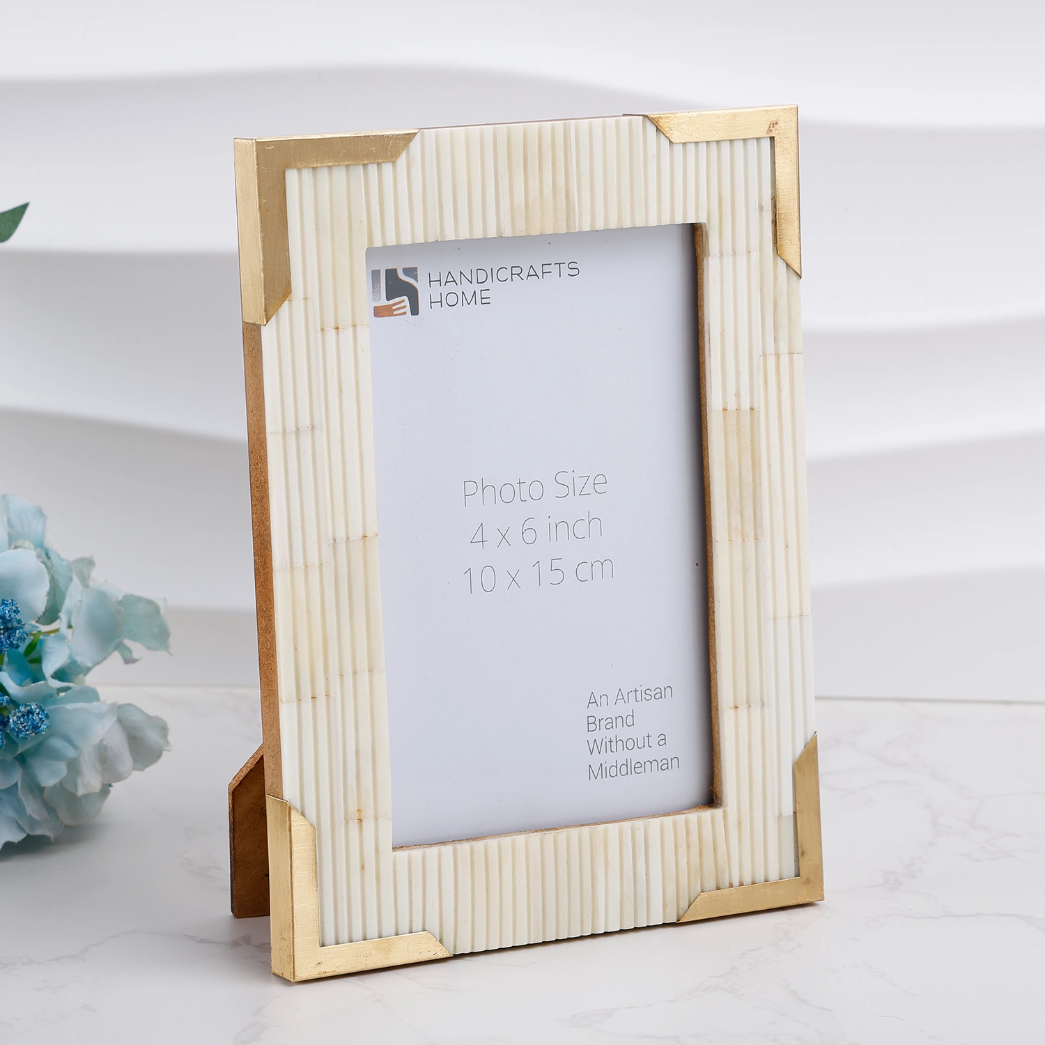 Deluxe Carta Collection – Handmade Bone Inlay & Brass Picture Frame