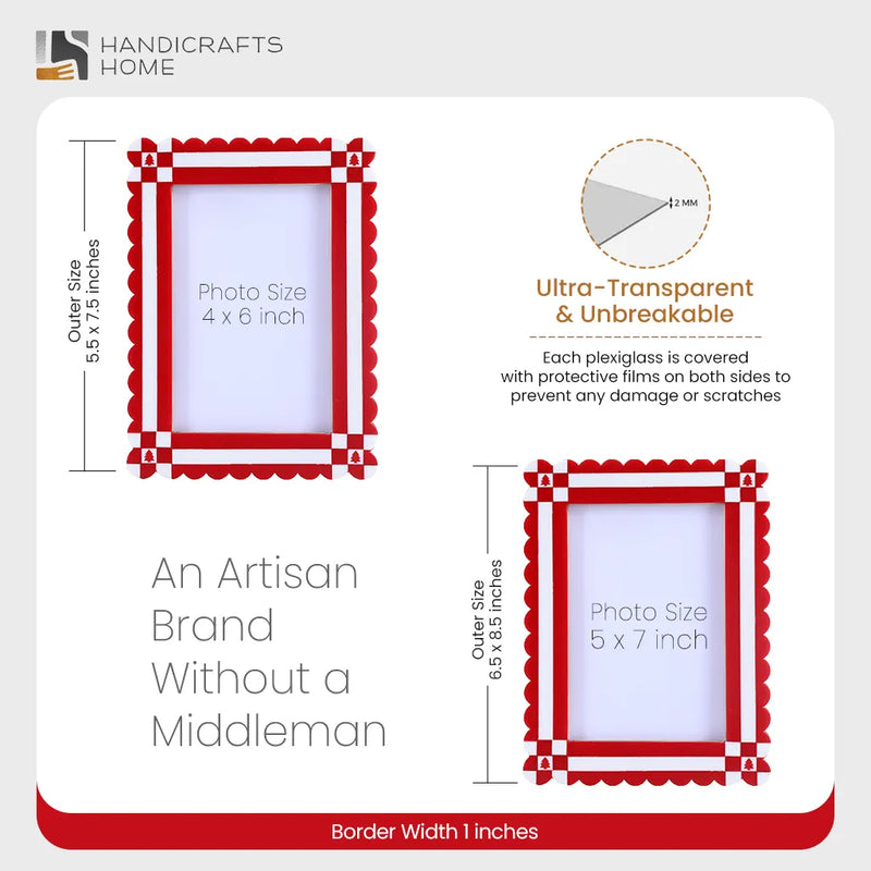 Size Chart for Chalet Collection Resin Inlay Picture frame for Holiday Decor & Gifting - Red , 4x6 and 5x7