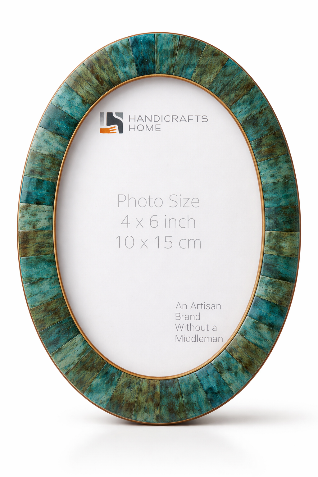 Pre-Order Oval Classic Verdigris Bone Inlay Photo Frame 4x6, 5x7 Tabletop Wall