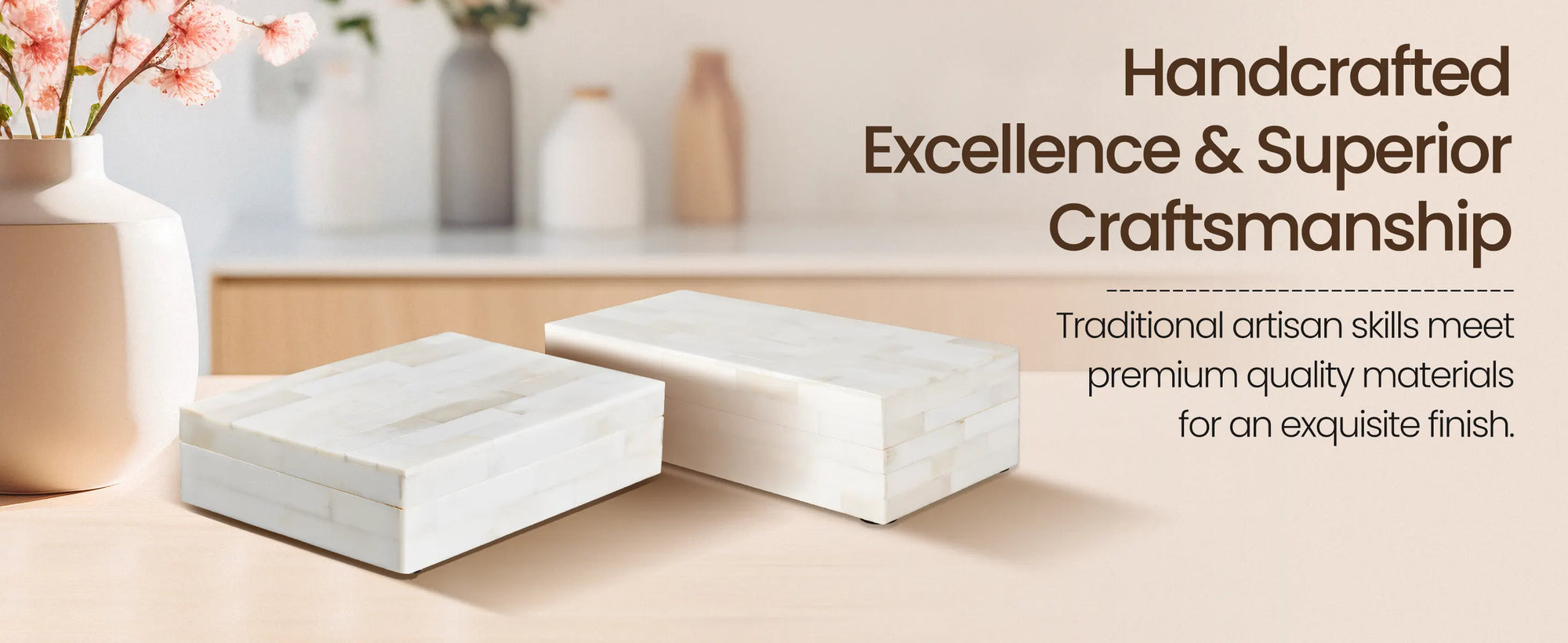 Plain Decorative Storage Box, Bone Inlay in 8 Sizes, White