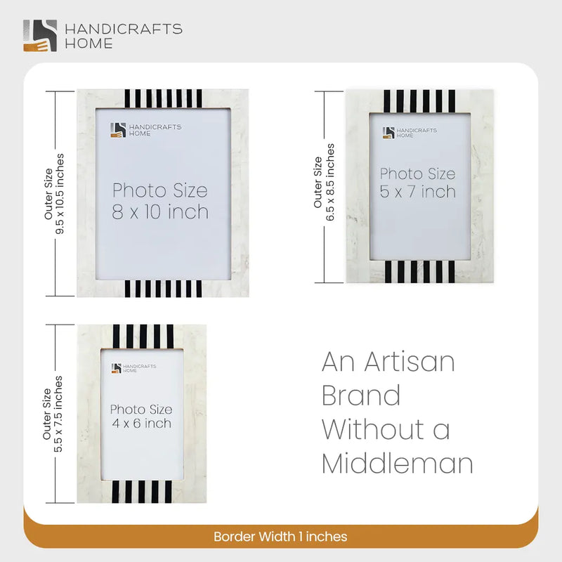 Size Chart for Picture Frames Contour Alto Pattern Resin Inlay Collection in 3 Sizes
