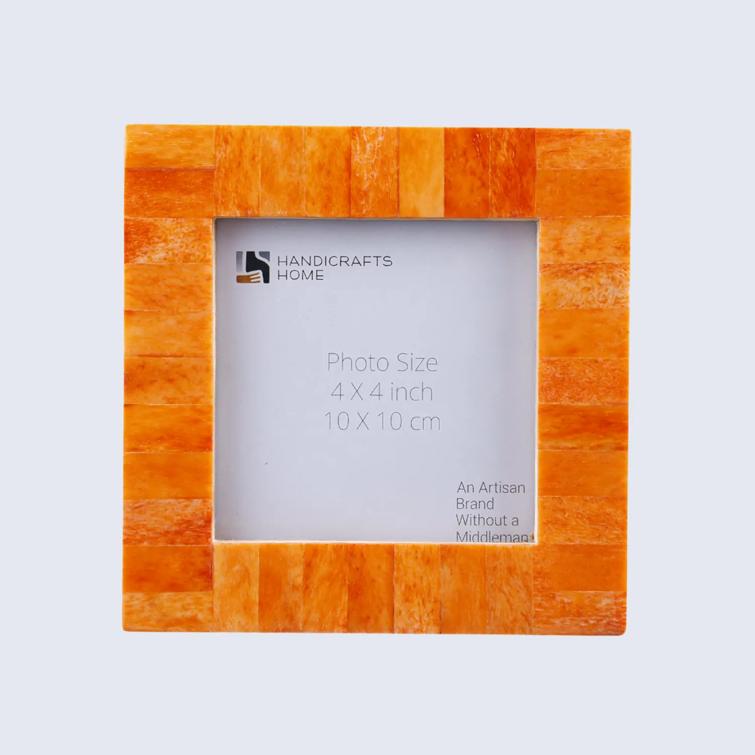 Square Baby Picture Frames Classic Pattern Bone Inlay 4x4 Inch Display Size, Orange
